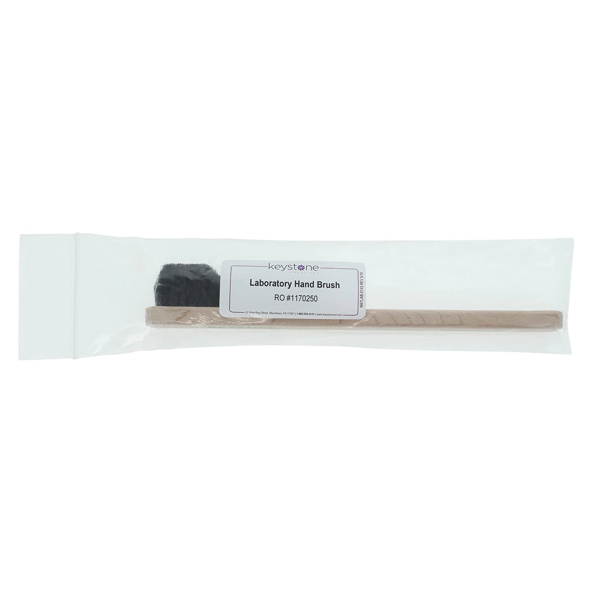 Keystone Laboratory Hand Brush / Washout Brush, Wooden Handle, 4 Rows of Stiff Black Bristles, 1 Each (842)