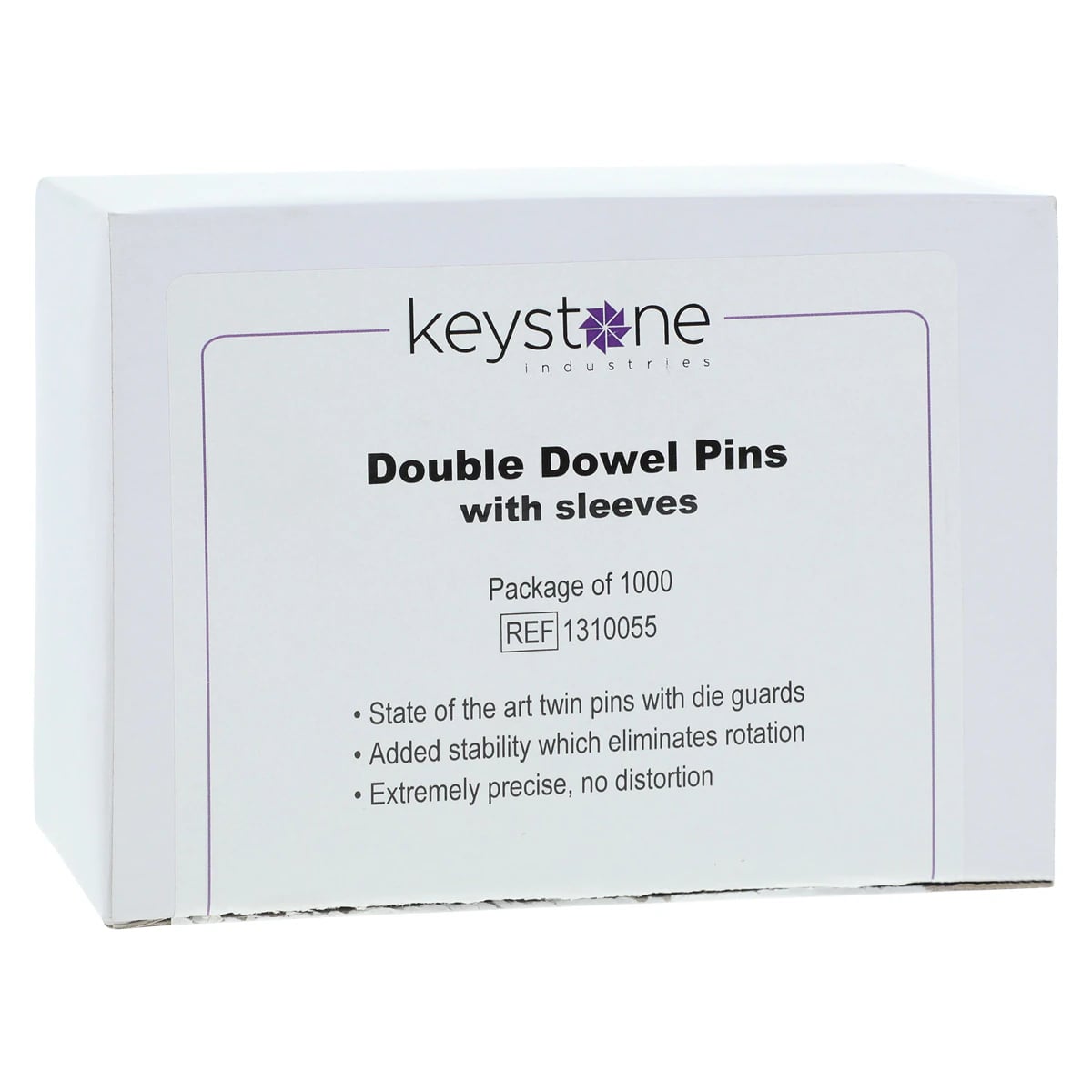 Keystone Double Dowel Twin Pins with Die Guards and Sleeves, 1000/Pack