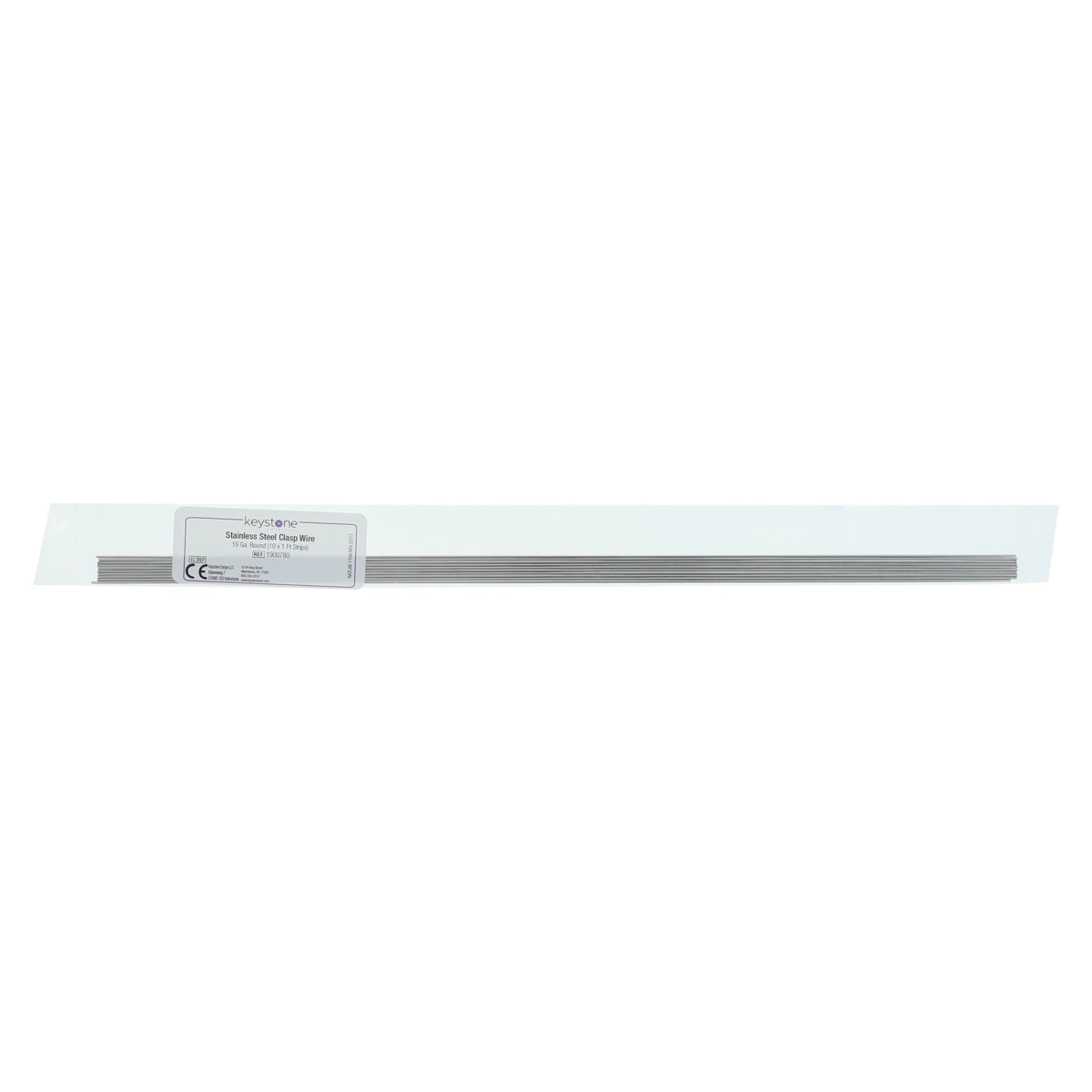 Keystone Stainless Steel Clasp Wire, 19 Gauge, Round, 10 x 1 ft Sections, 10/Pack, 1900780