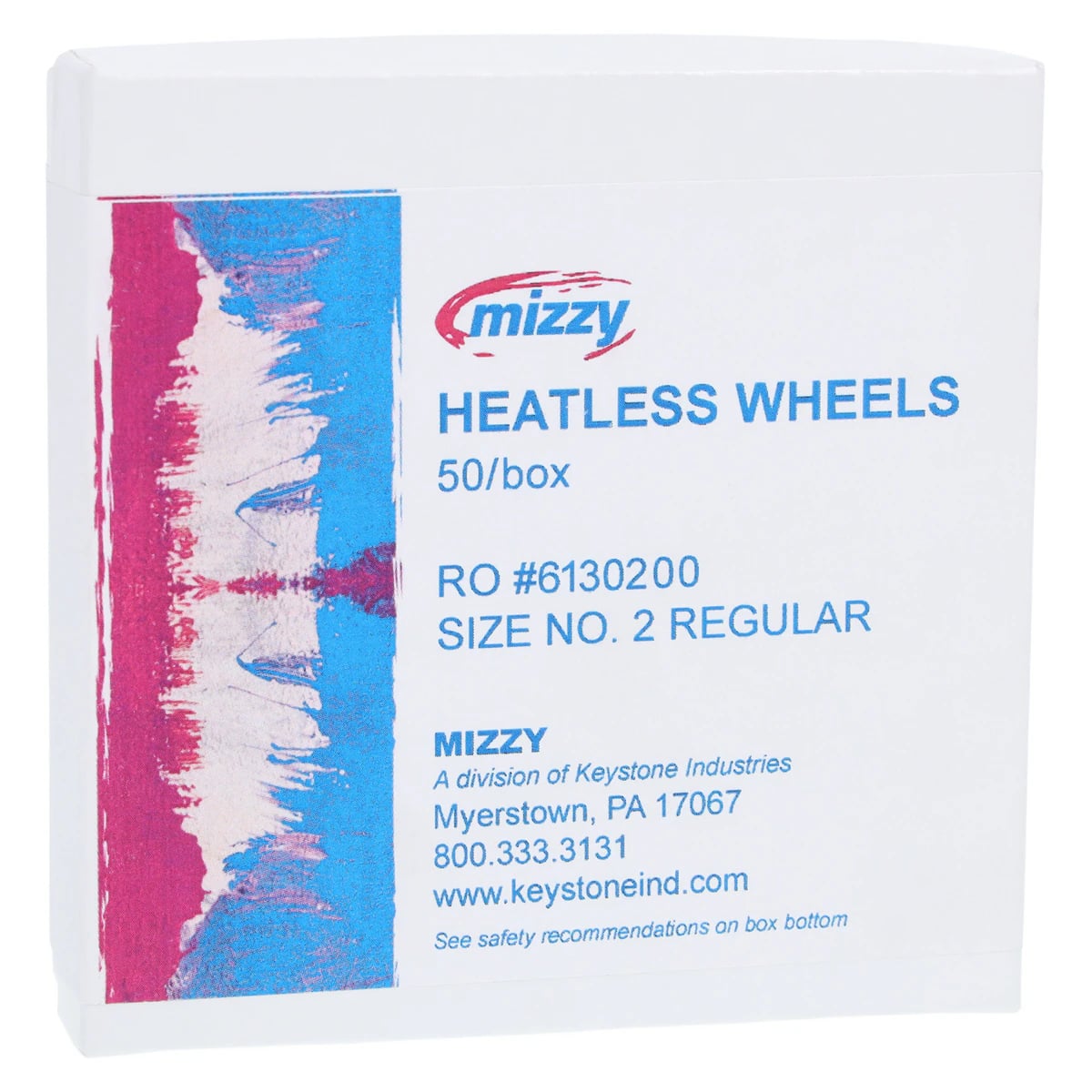 Mizzy Heatless Wheels #2 Regular Grit, 1/8" x 1" (3.1mm x 25.4mm), 50/Box, 1900110