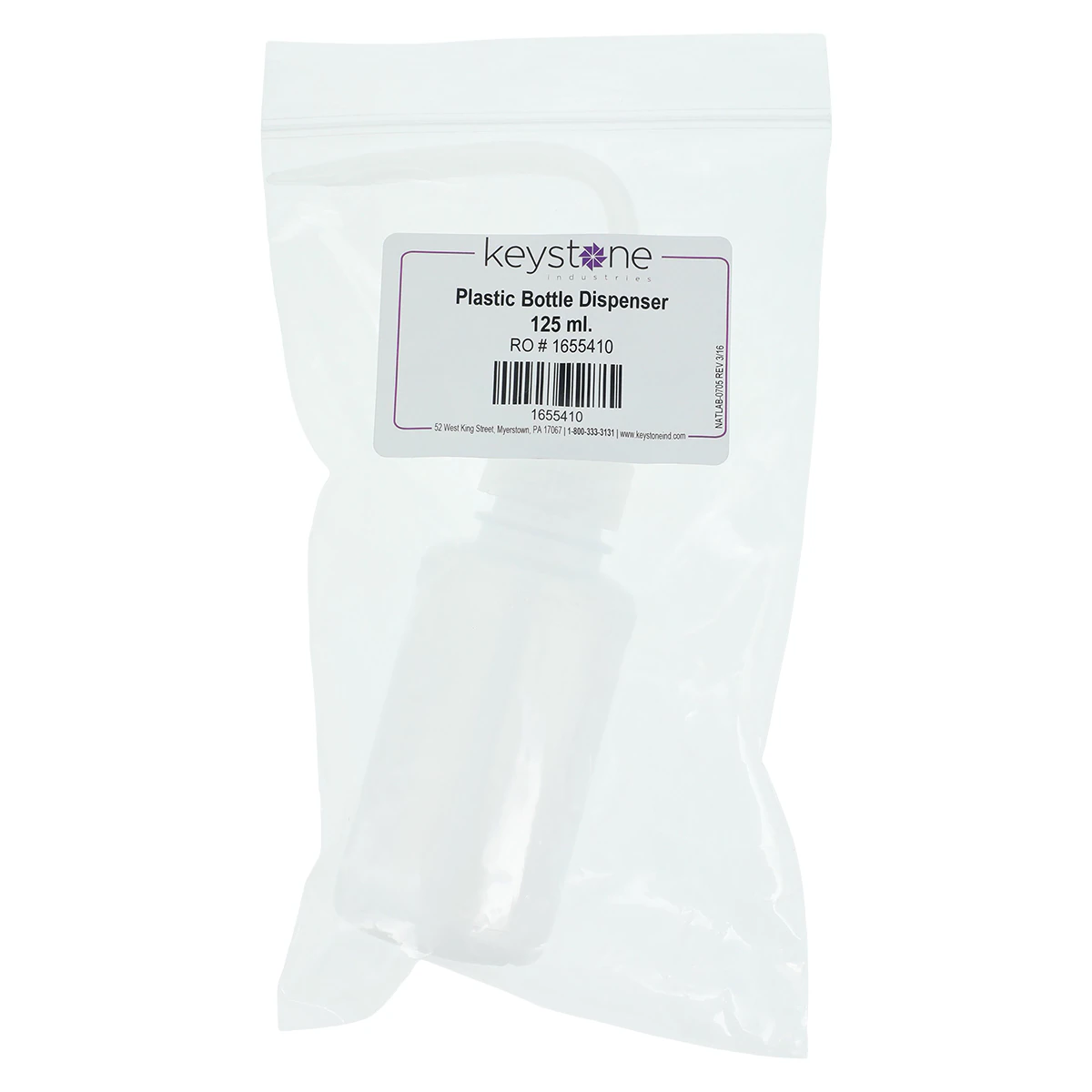 Keystone Industries Plastic Liquid Dispenser Bottle, 125 mL (4 oz), Angled Spout, 1/Pkg, 1655410