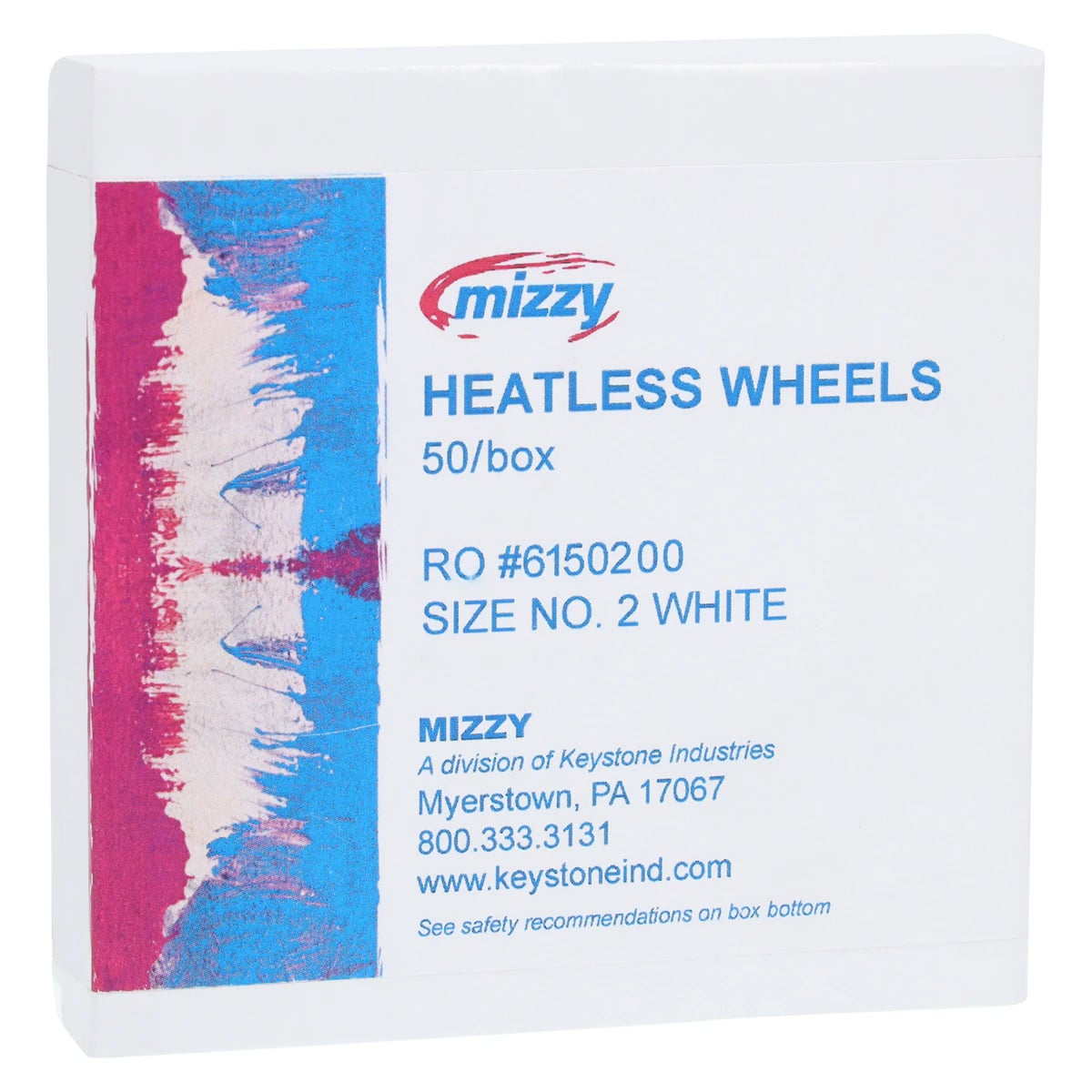 Keystone Mizzy Heatless Wheels #2, White, 1/8" x 1", 50/Box, 1900242