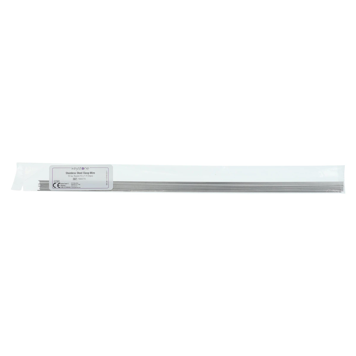 Keystone Stainless Steel Clasp Wire, 18 Gauge (0.040 in) Round, 10 x 1 ft Strips, 10/Pack, 1900770