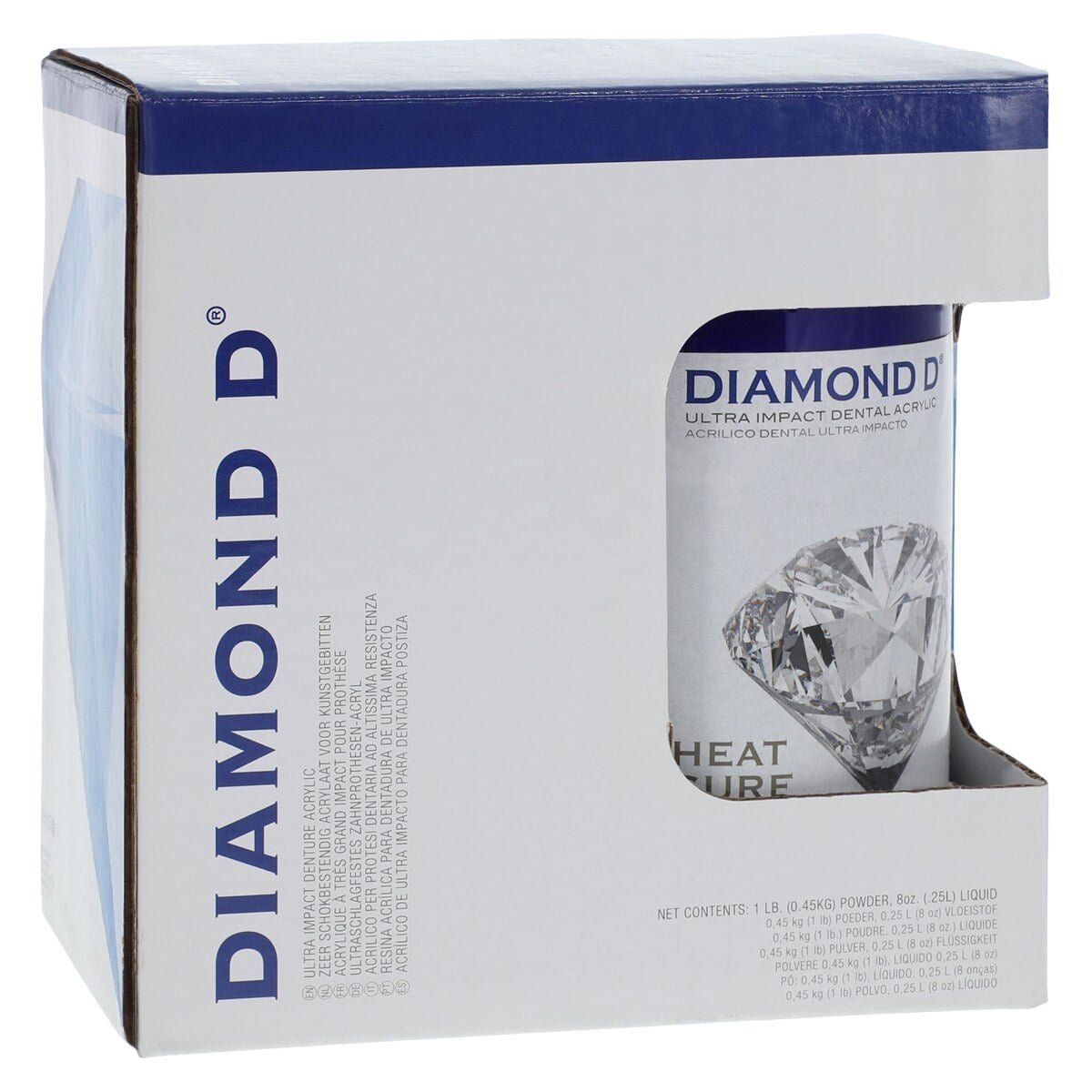 Diamond D Ultra Impact Heat Cure Denture Acrylic, Light Shade, 1 lb Powder with 8 oz Liquid Kit