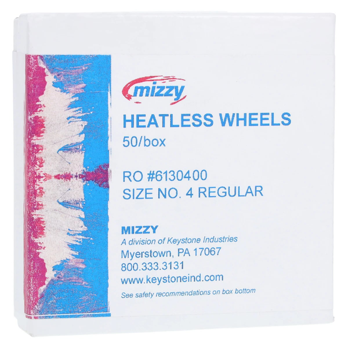 Mizzy Heatless Wheels, #4 Regular Grit, Gray, 3/16" x 7/8" (4.8 x 22.2 mm), 50/Box, 1900130