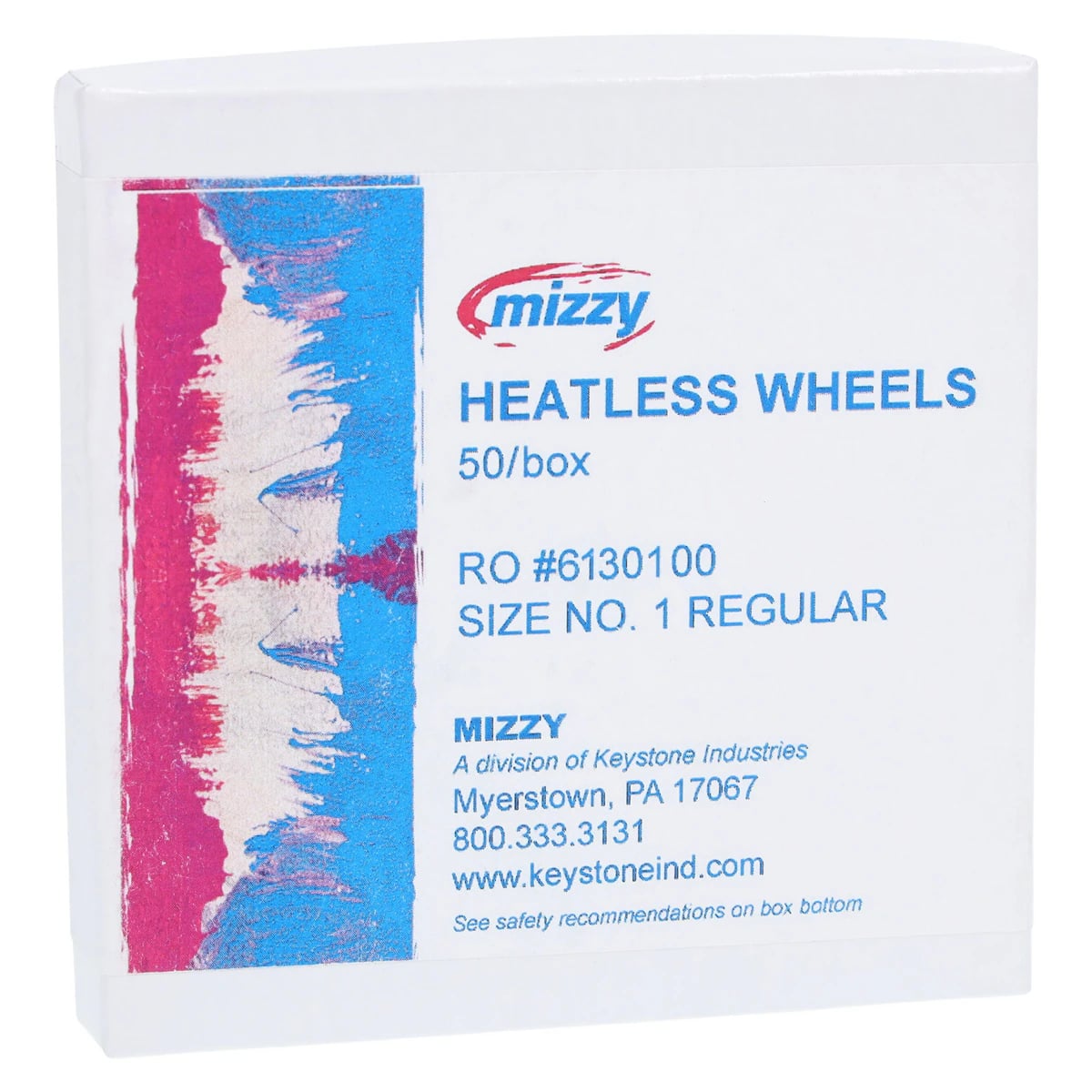 Mizzy Heatless Wheels #1, Regular, 3/16" x 1" (4.8 x 25.4 mm), 50/Pack, 1900100
