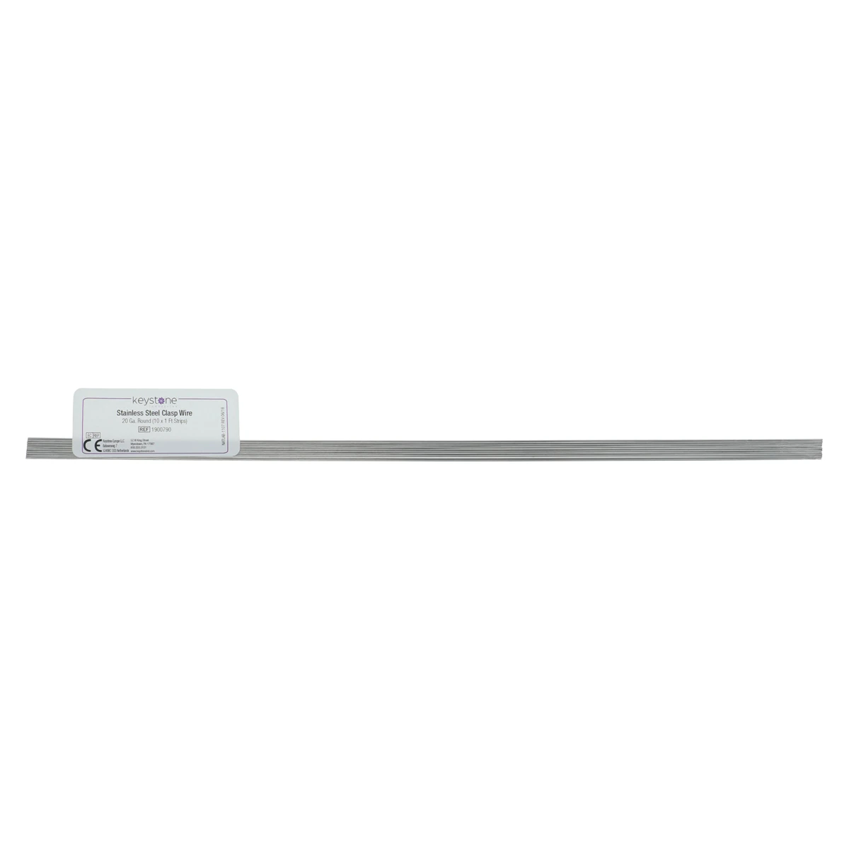 Keystone Clasp Wire, Stainless Steel, 20 Gauge (0.8mm), Round, 10 x 1ft Sections, 10/Pkg, 1900790