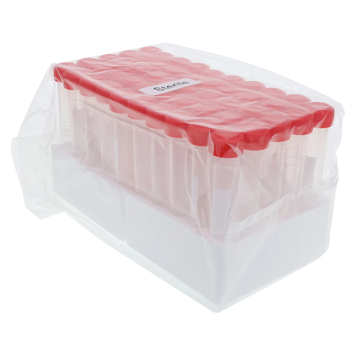 Globe Scientific 15mL Polypropylene Centrifuge Tube, Sterile, Conical Bottom, Red Screw Cap, 500/Case
