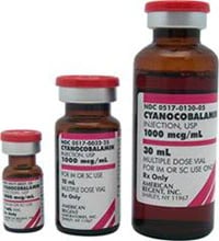 Cyanocobalamin (B12) Injection 1000mcg/mL, Single Dose Vial, 1mL, 25/Package