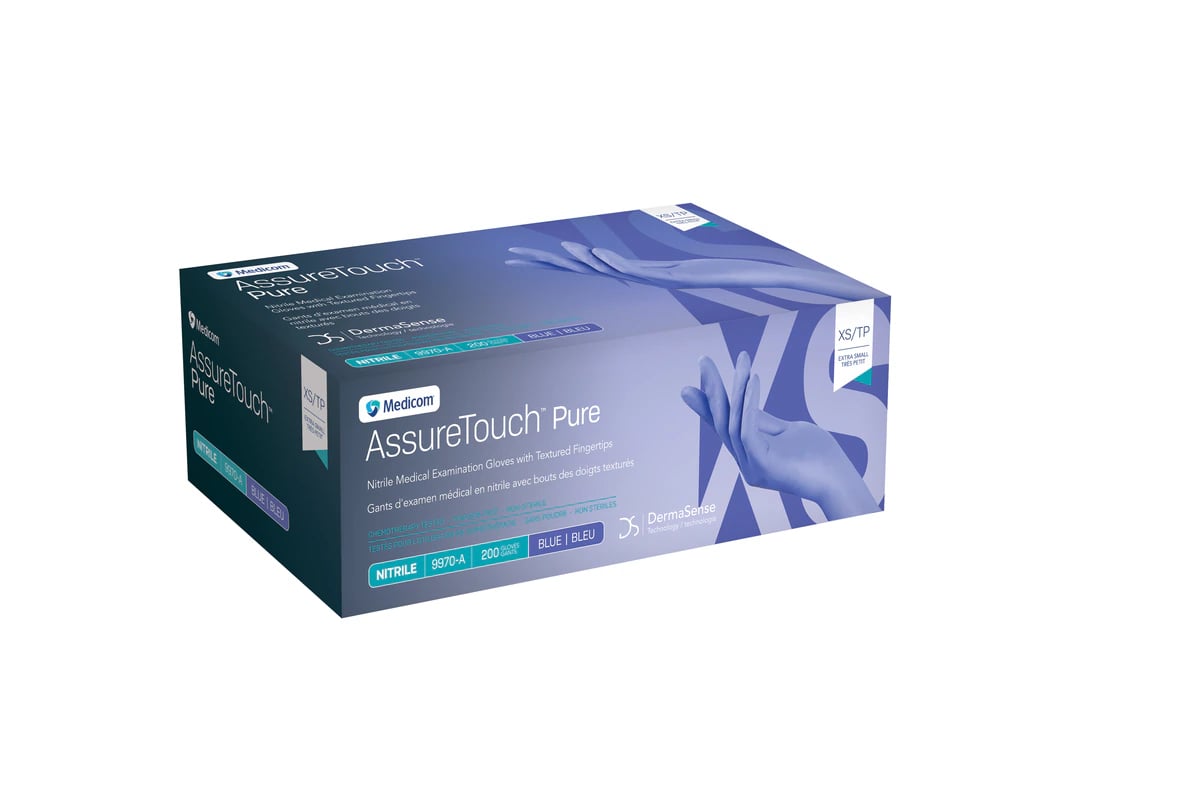 AssureTouch PF Nitrile Exam Gloves, Powder Free, Non-Sterile, X-Small, Blue, 2000/Case