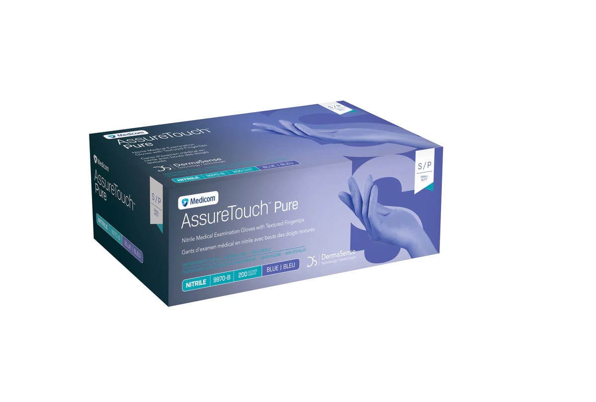 AssureTouch PF Nitrile Exam Gloves, Powder Free, Non-Sterile, Small, Blue, 2000/Case