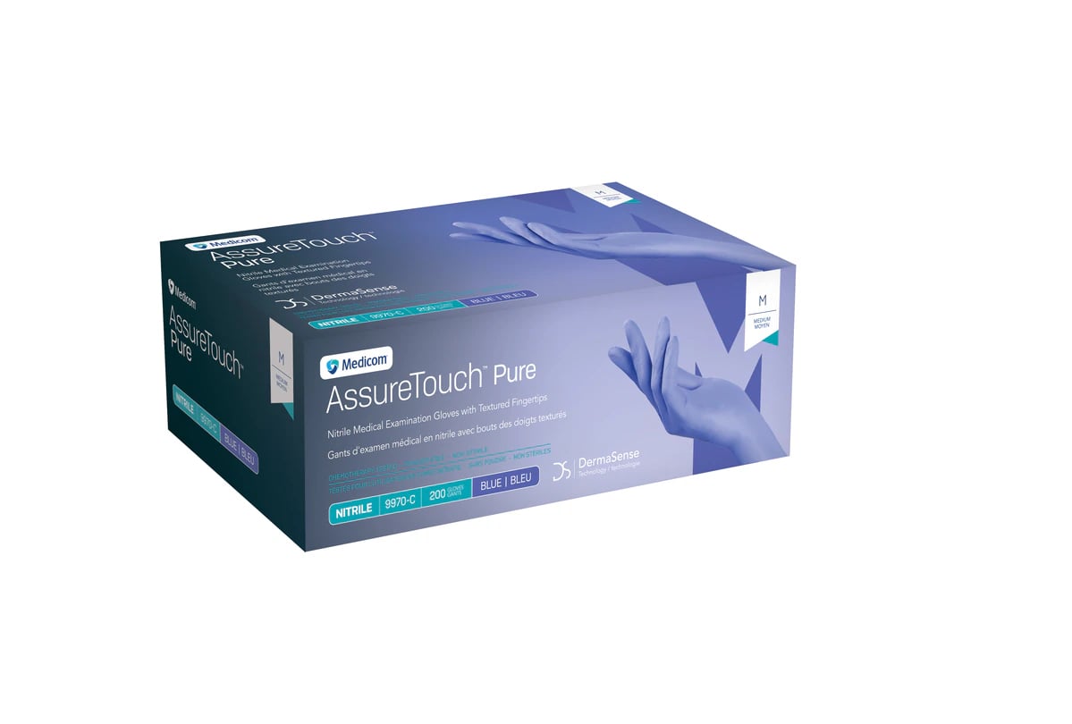 AssureTouch PF Nitrile Exam Gloves, Powder Free, Non-Sterile, Medium, Blue, 2000/Case