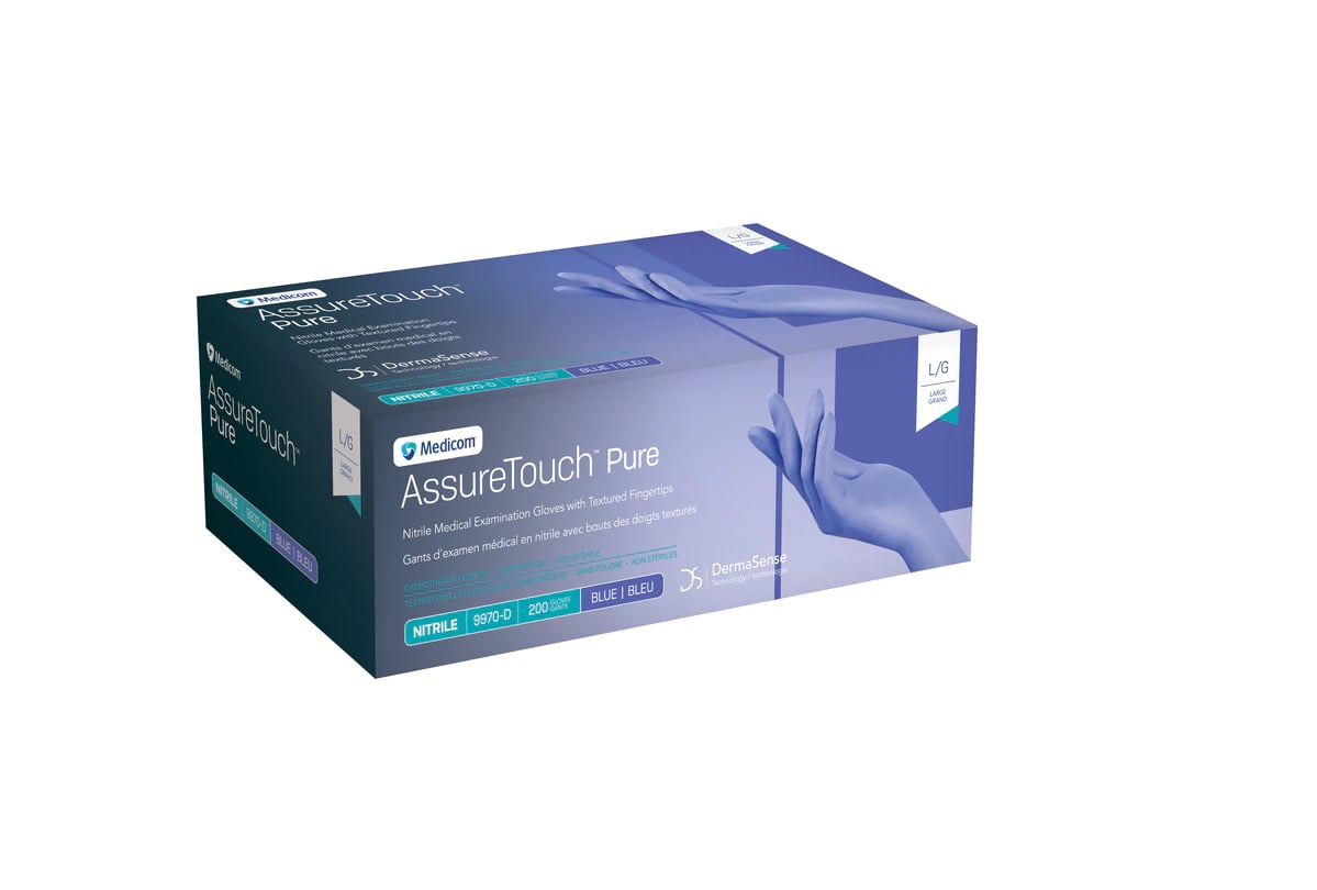 AssureTouch PF Nitrile Exam Gloves, Powder Free, Non-Sterile, Large, Blue, 2000/Case