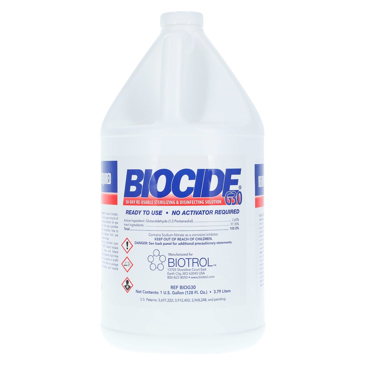 Biocide G30 Sterilant Disinfectant Solution, 2.65% Glutaraldehyde, 1 Gallon Bottle, BIOG30