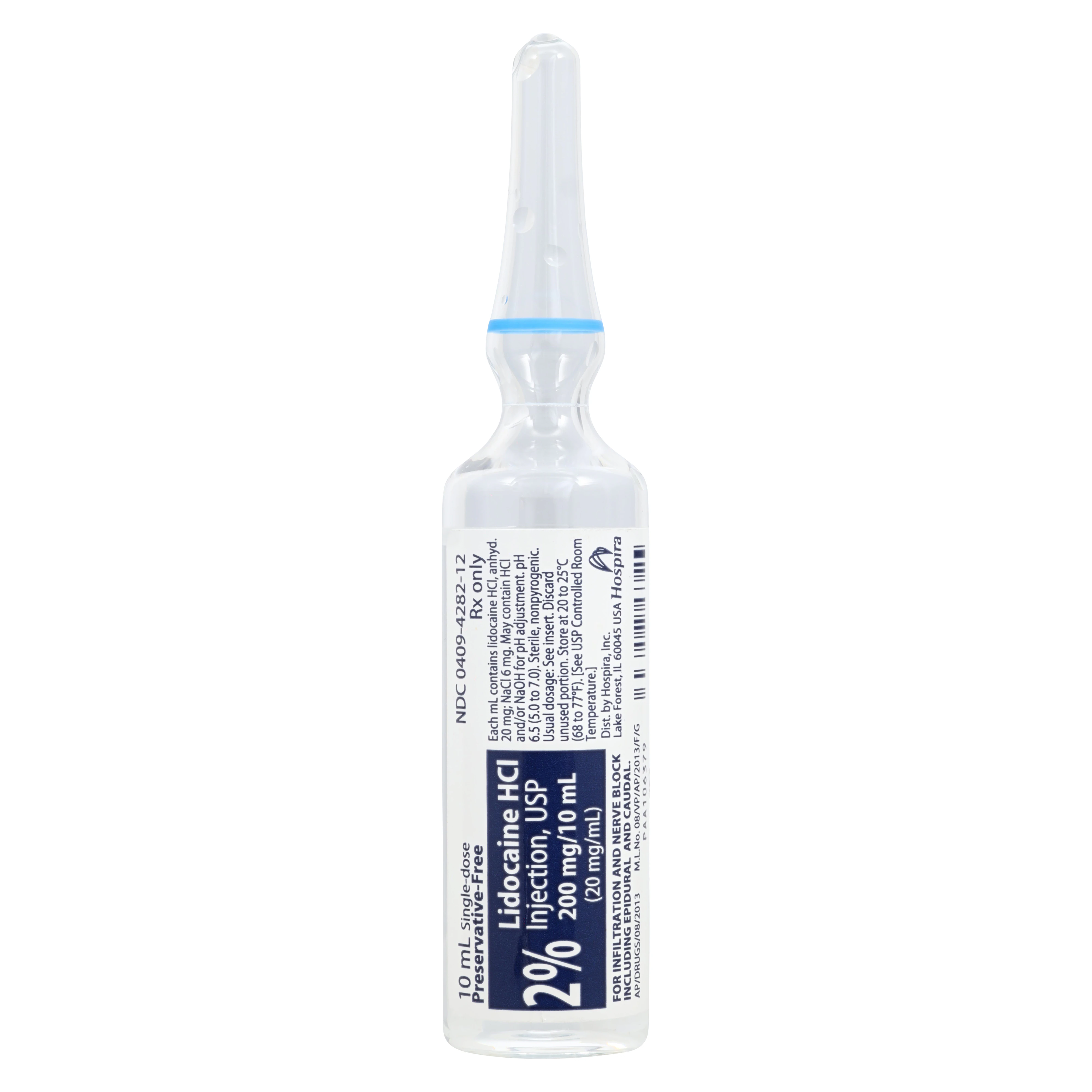 Lidocaine HCl Injection 20 mg/mL, Preservative-Free, 10 mL Ampule, Each