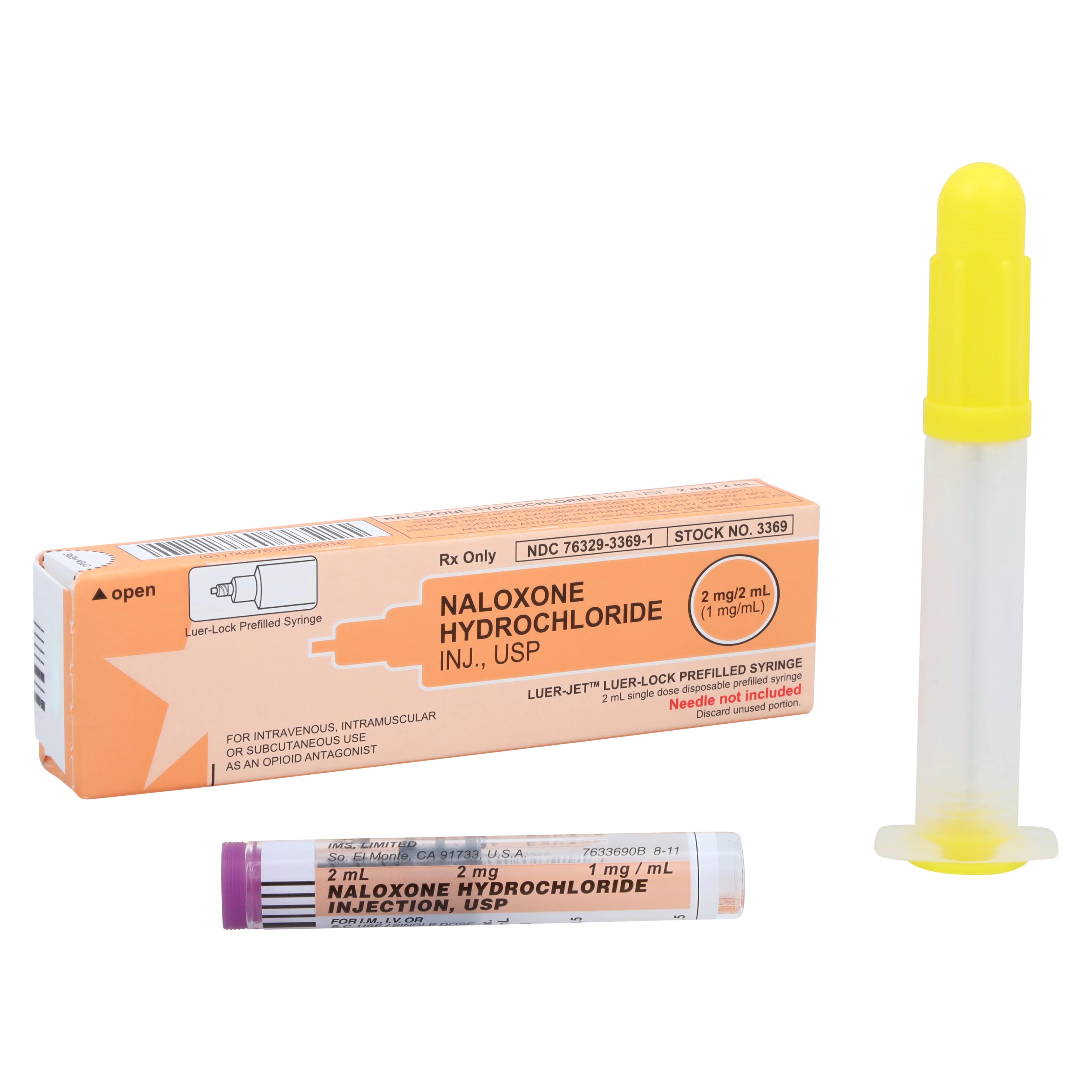Naloxone HCl Injection 1mg/mL Needleless Prefilled Syringe, 2mL, Each