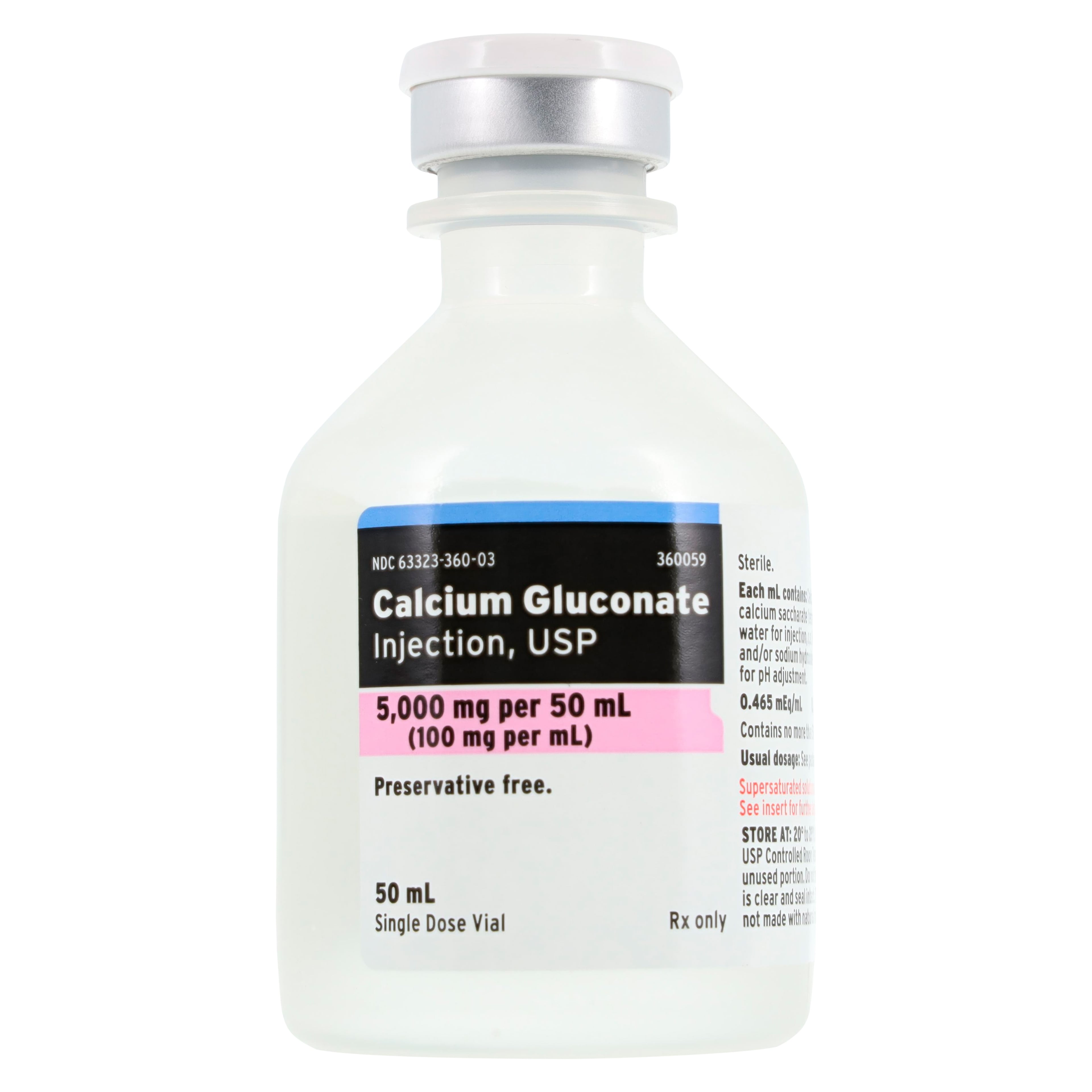 Calcium Gluconate Injection 100 mg/mL, Single-Dose Vial, 50 mL, Non-Returnable (Fresenius Kabi)