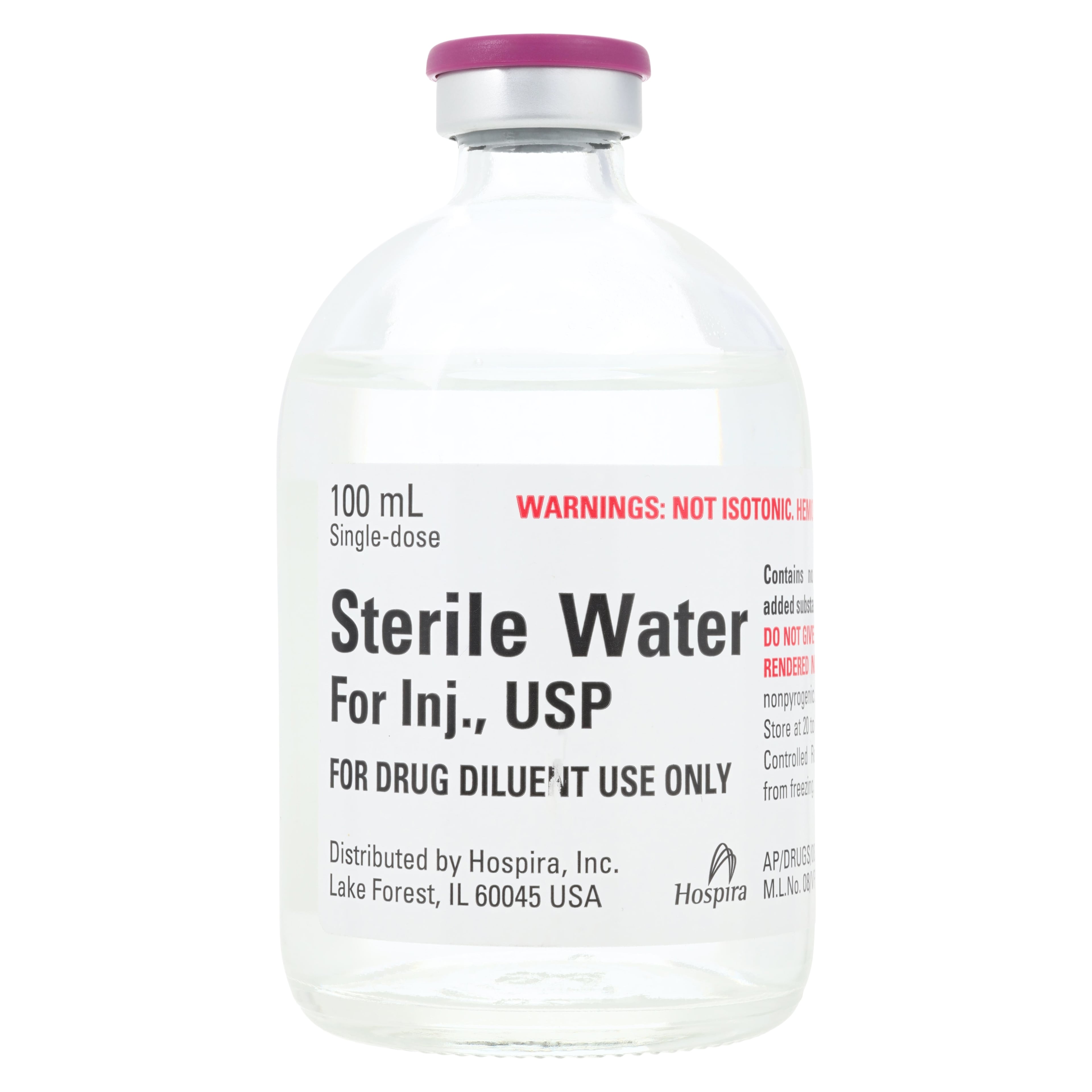 Sterile Water Injection, Single Dose Vial (SDV), 100 mL, Pfizer