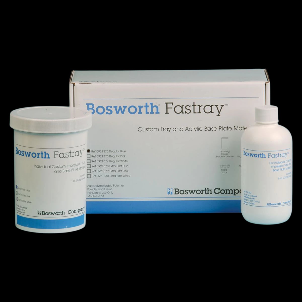 Fastray Custom Tray and Acrylic Base Plate Material Standard Kit, White, Regular Set, 1 lb Powder & 8 oz Liquid, 0921377