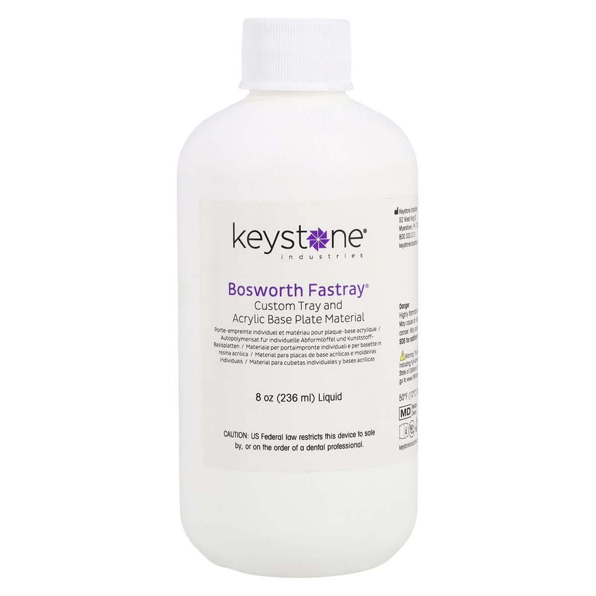 Fastray Custom Tray and Acrylic Base Plate Material, Regular Set Liquid, 8 oz (236 ml) Bottle, 0921384