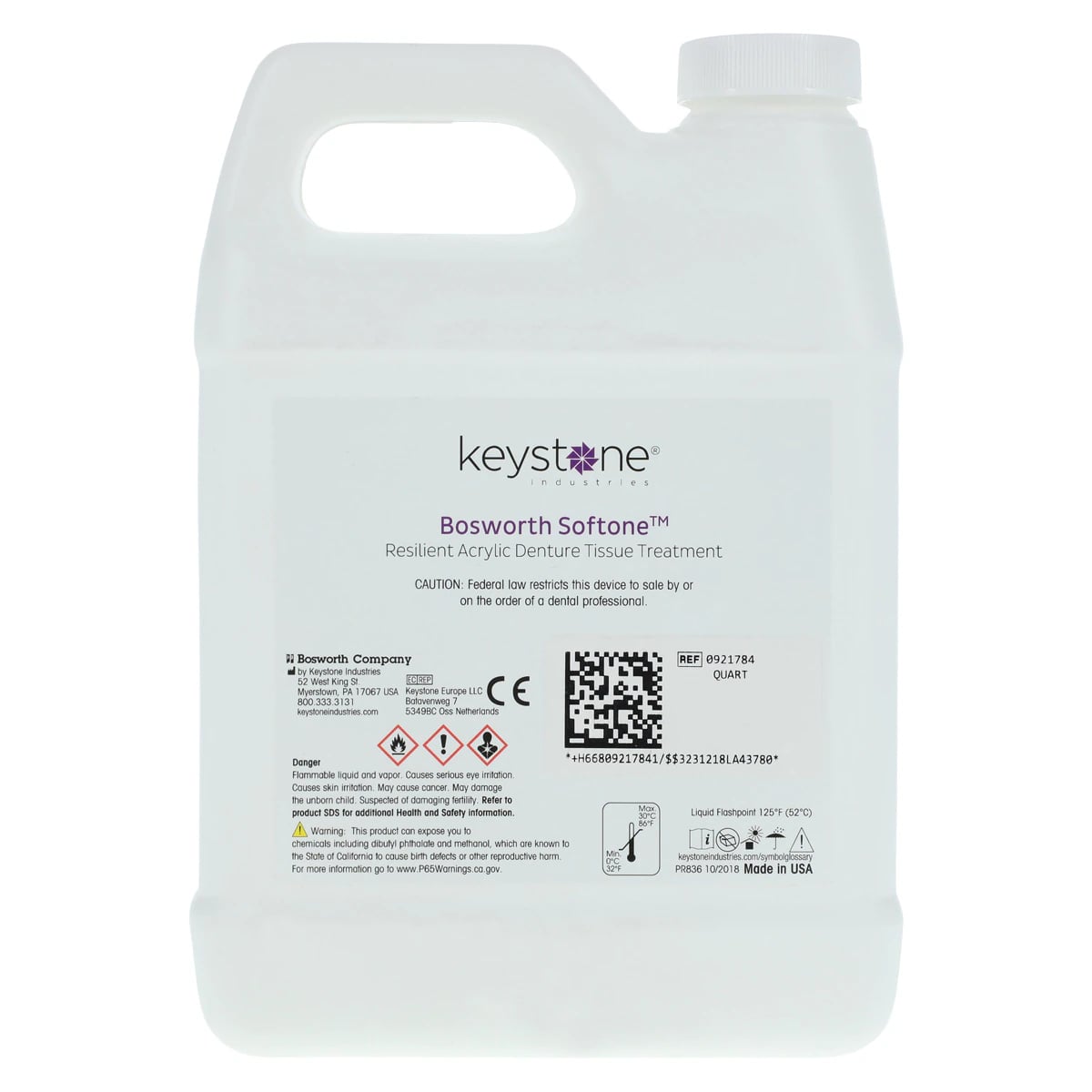 Softone Liquid Quart, Tissue Conditioner, 32 oz/946 mL, #0921784
