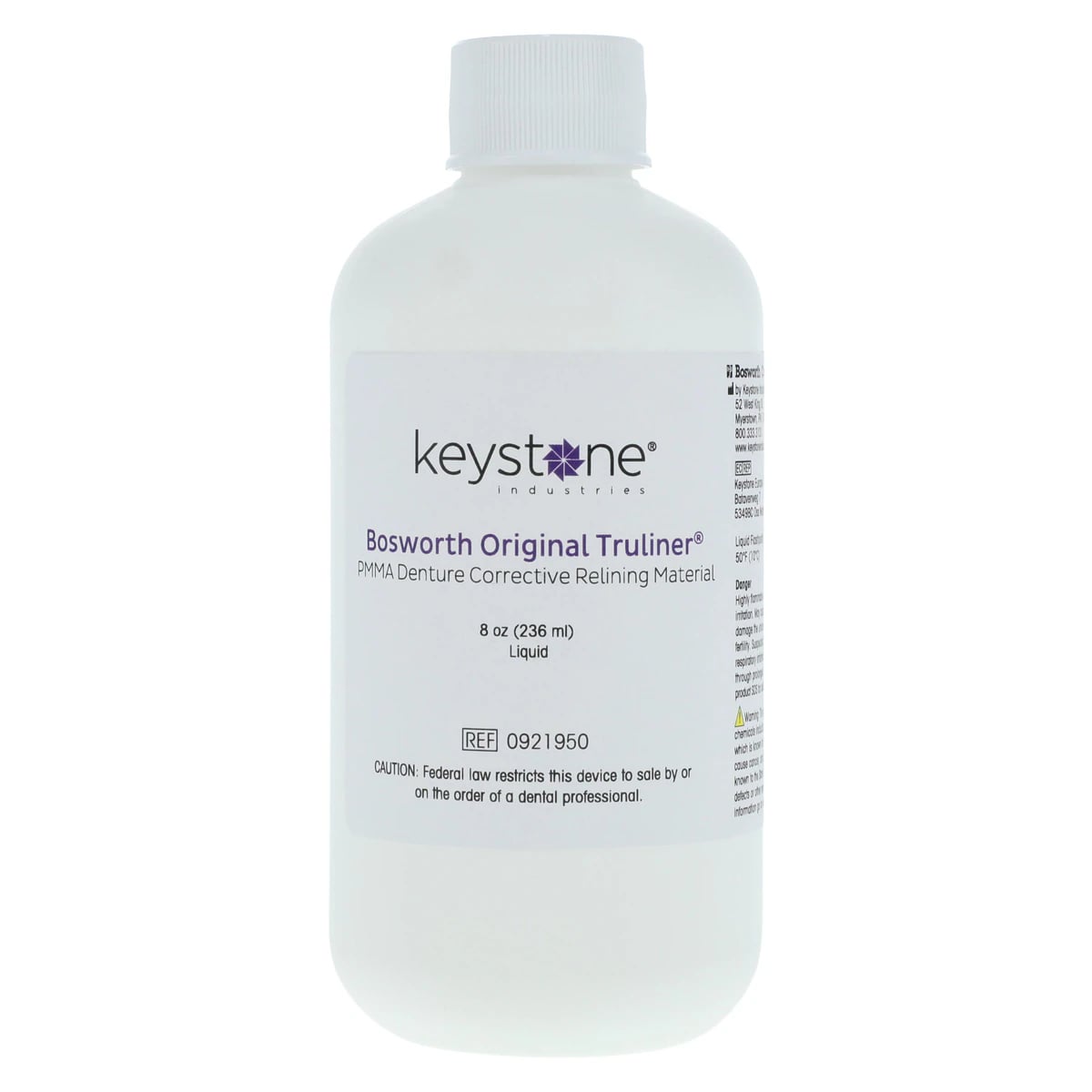 Keystone Original Truliner PMMA Denture Corrective Relining Material, Liquid, 8 oz Bottle