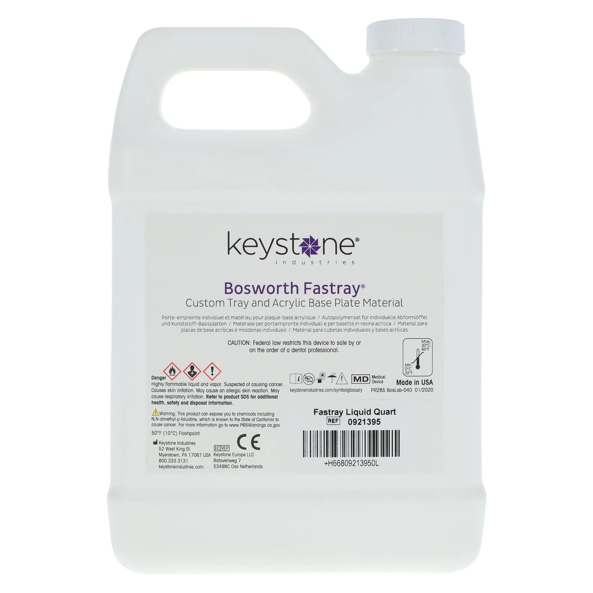 Fastray Custom Tray and Acrylic Base Plate Material, Liquid, Regular Set, 1 Quart (32 oz / 946 mL) Bottle, 0921395