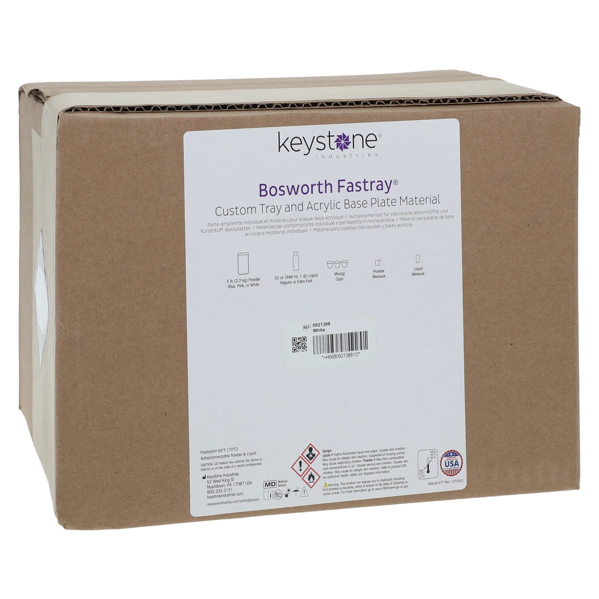 Fastray Custom Tray and Acrylic Base Plate Material, White, Regular Set, Bulk Kit (5 lb Powder + 32 oz Liquid), 0921388