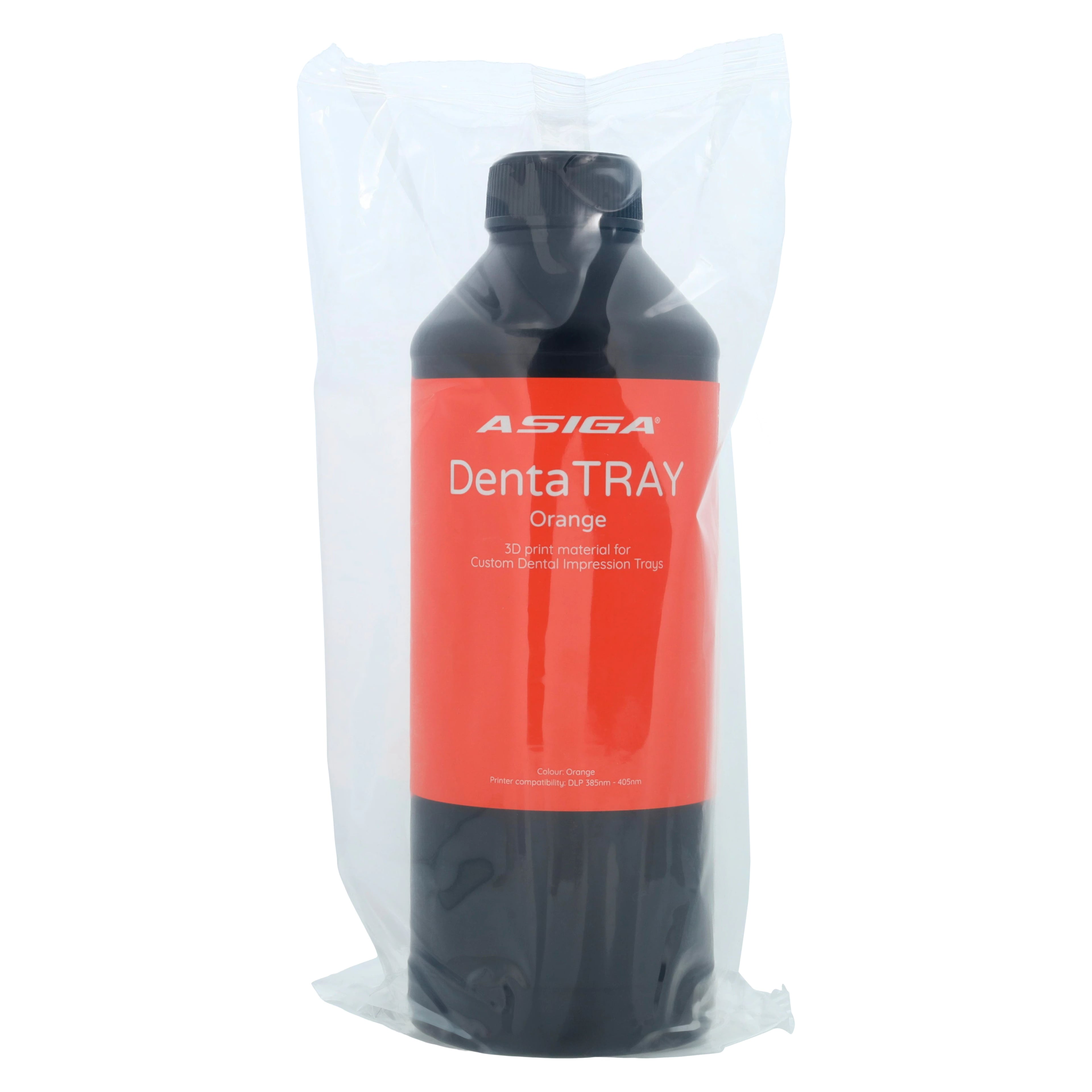 Asiga DentaTRAY 3D Print Resin, Orange, 1 kg Bottle