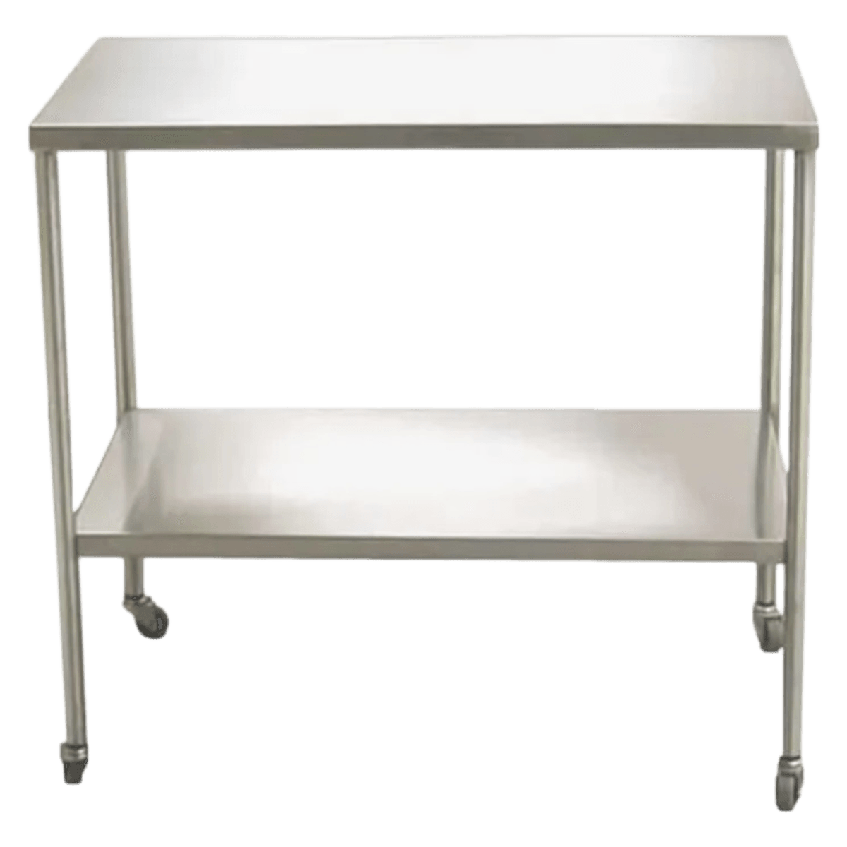 UMF Medical Instrument Table, Metal Back, 24" x 48" Top, 34" Height, Swivel Casters