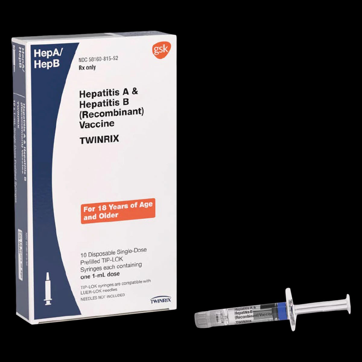 Twinrix Hepatitis A/B Adult Vaccine, 20mcg-720u, 1mL Prefilled Syringe, 10/Package
