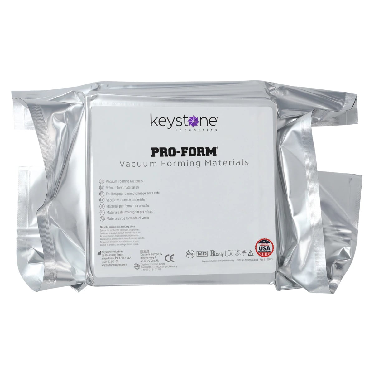 Pro-Form Splint Material, 0.030" (0.75 mm) Clear, 5" x 5" Sheets, 50/Pk, 9614810
