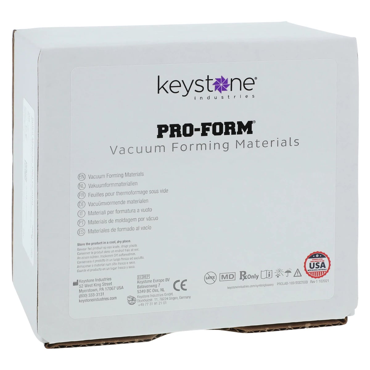 Keystone Pro-Form Splint Material, Clear, 5" x 5", 0.080" (2mm), 25/Pk, 9614980