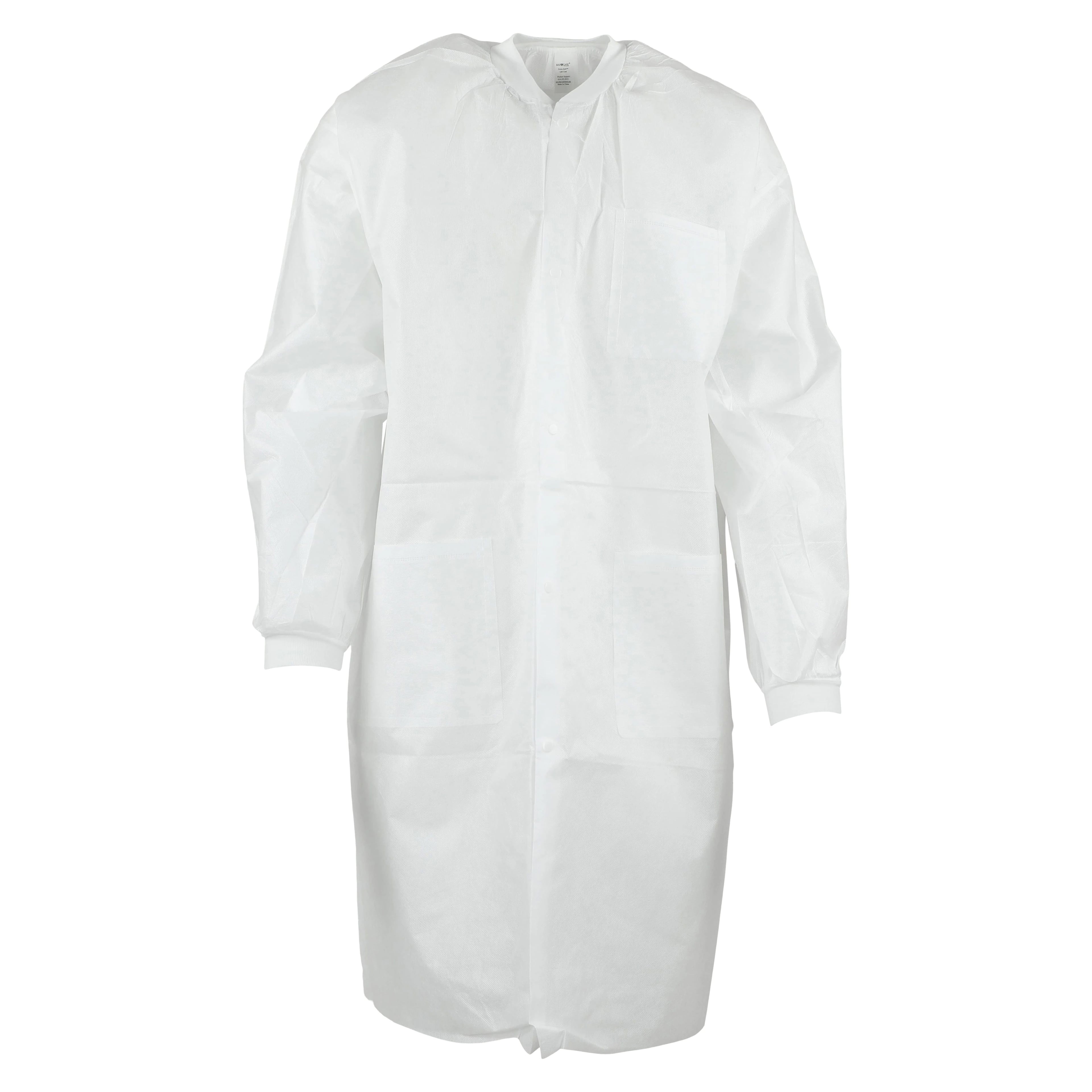 ValuMax Extra-Safe Lab Coat, AAMI Level 3, White, Knit Collar, XX-Large, 10/Pack, 3660WH2XL