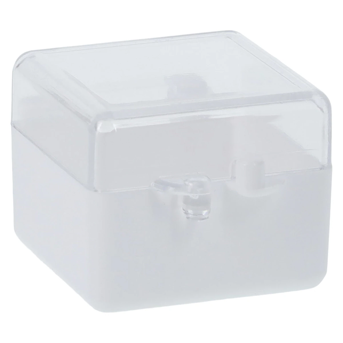 Keystone White/Clear Rigid C&B Boxes, 1" x 1" x 3/4", Hinged Snap-Type Lid, Box of 1000