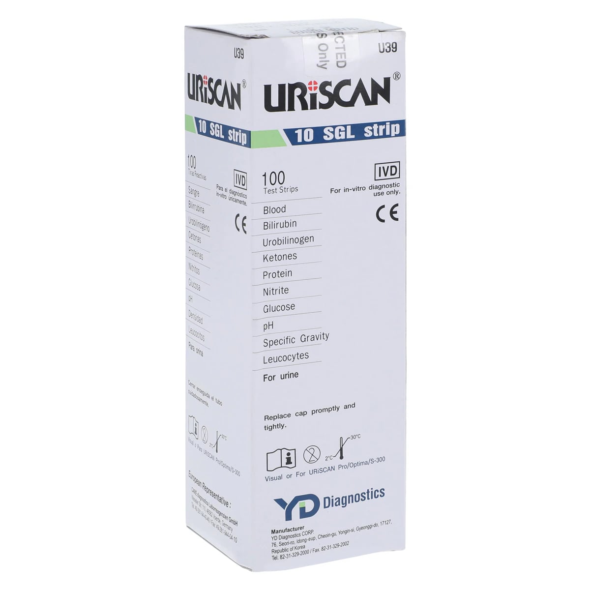 Uriscan 10SGL Urinalysis Test Strips, 100/Box