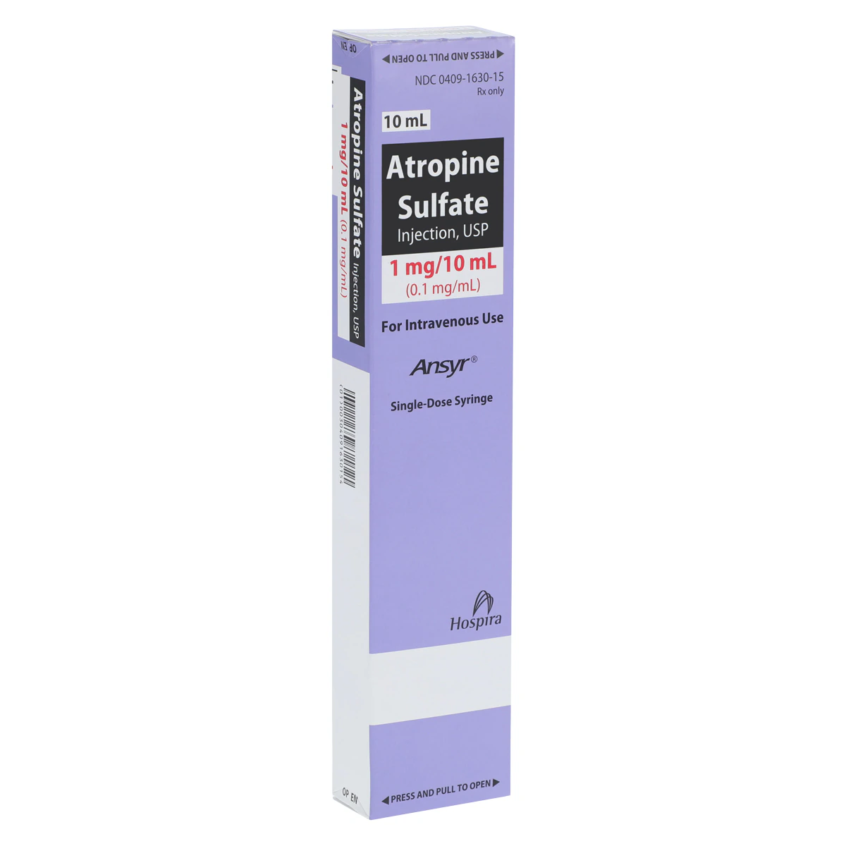 Atropine Sulfate Injection 0.1 mg/mL, Ansyr Syringe, 10 mL, 10/Package