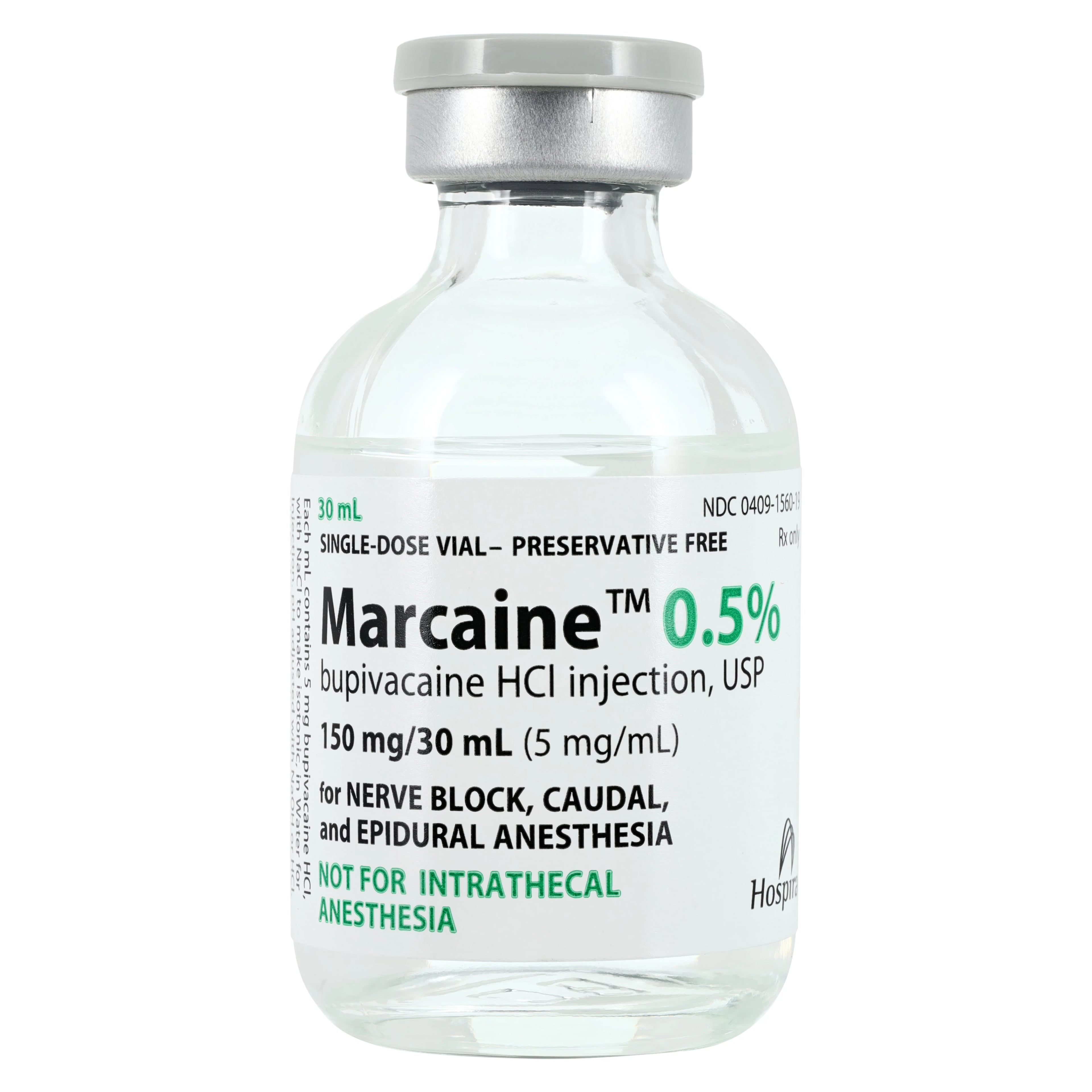 Marcaine Injection 0.5% Preservative Free, SDV, 30mL, Single Dose Vial, Non-Returnable