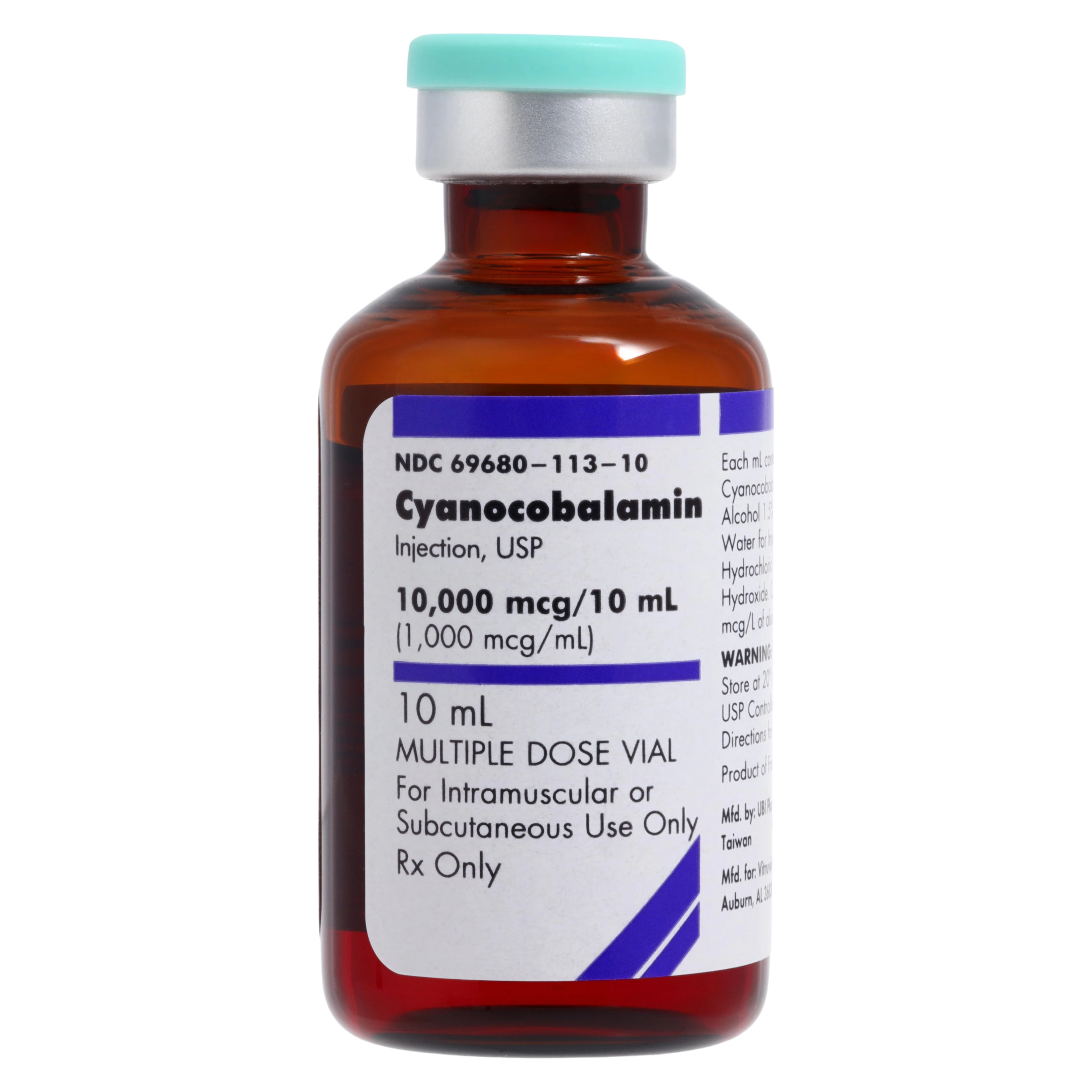 Cyanocobalamin (B12) Injection, 1000 mcg/mL, MDV, 10 mL