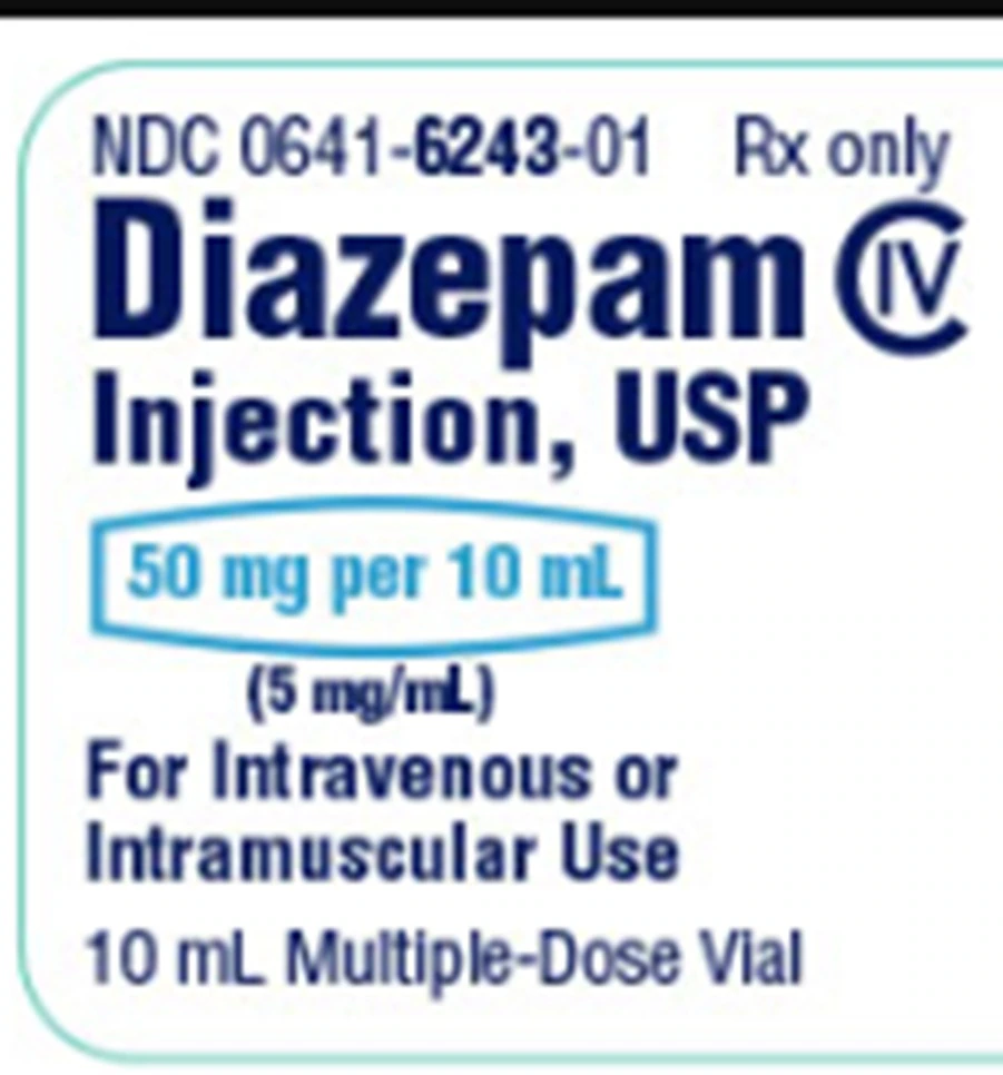 Diazepam Injection 5mg/mL, MDV 10mL, Hikma Pharmaceuticals
