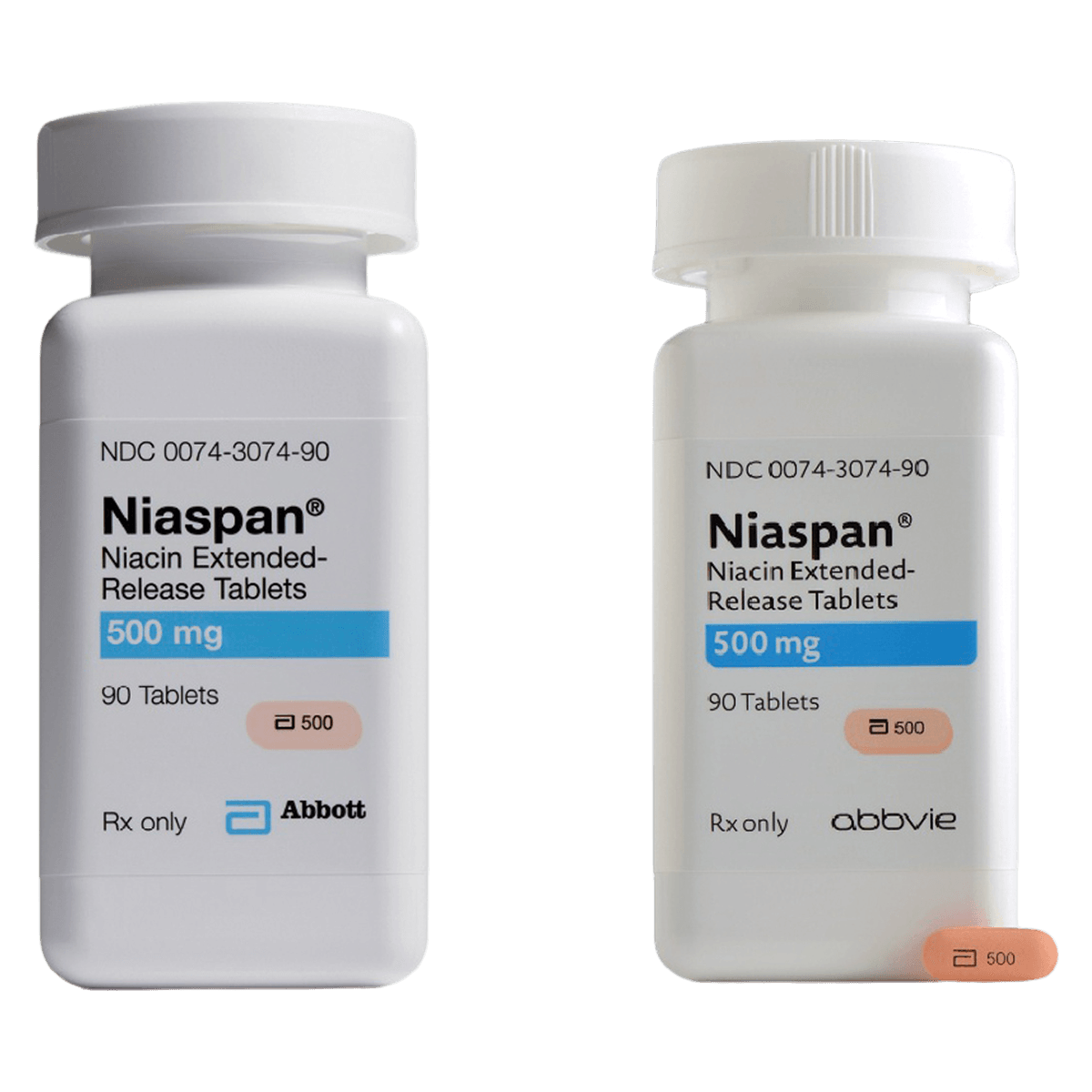 Niaspan ER Tablets 500 mg, Extended-Release, 90 Tablets per Bottle