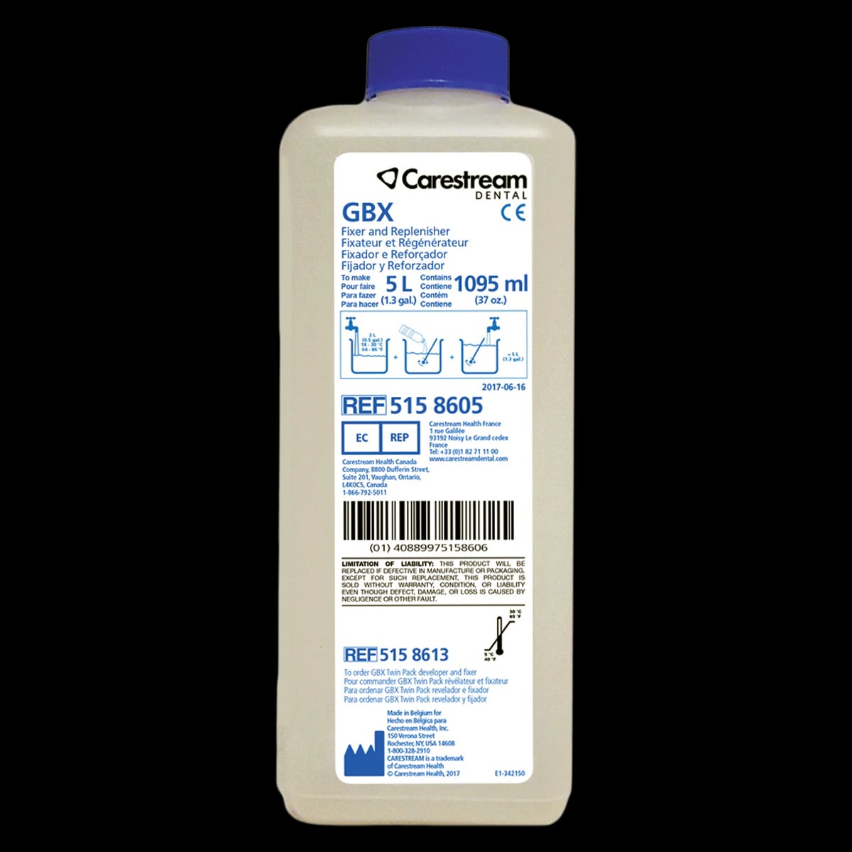 Carestream Health GBX Fixer and Replenisher, 5 Liter Bottle, Makes 5L, 5158605
