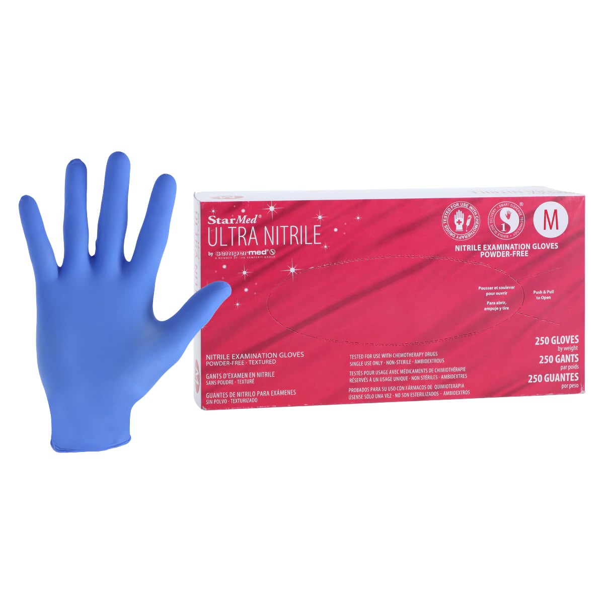 StarMed Ultra Nitrile Exam Gloves, Powder-Free, Textured, Medium, Lavender, 250/Box