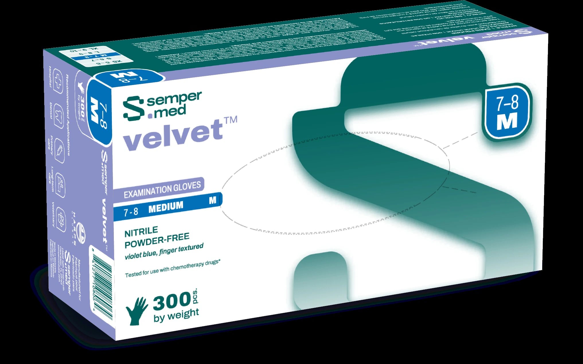 Sempermed StarMed Plus PF Nitrile Exam Gloves, Powder Free, Non-Sterile, X-Small, Purple, 300/Box, SMNP301