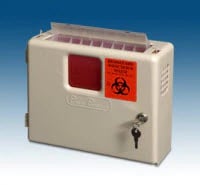 Plasti-Prod Locking Wall-Mounted Sharps Disposal Cabinet, 2/Case