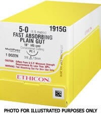 Ethicon Surgical Gut Suture, Plain, Size 1-0, 54", Absorbable, Non-Needled, Yellowish Tan, 36/Bx, S105H