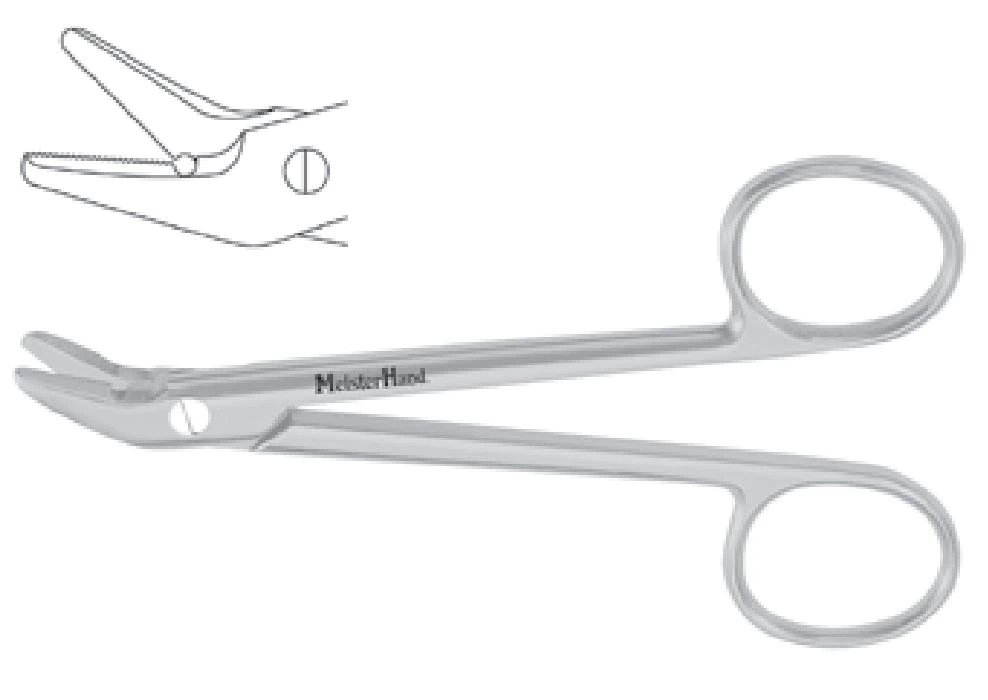 Meister-Hand Wire Cutting Scissors, Angled On Side, 4-3/4" Stainless Steel, Each