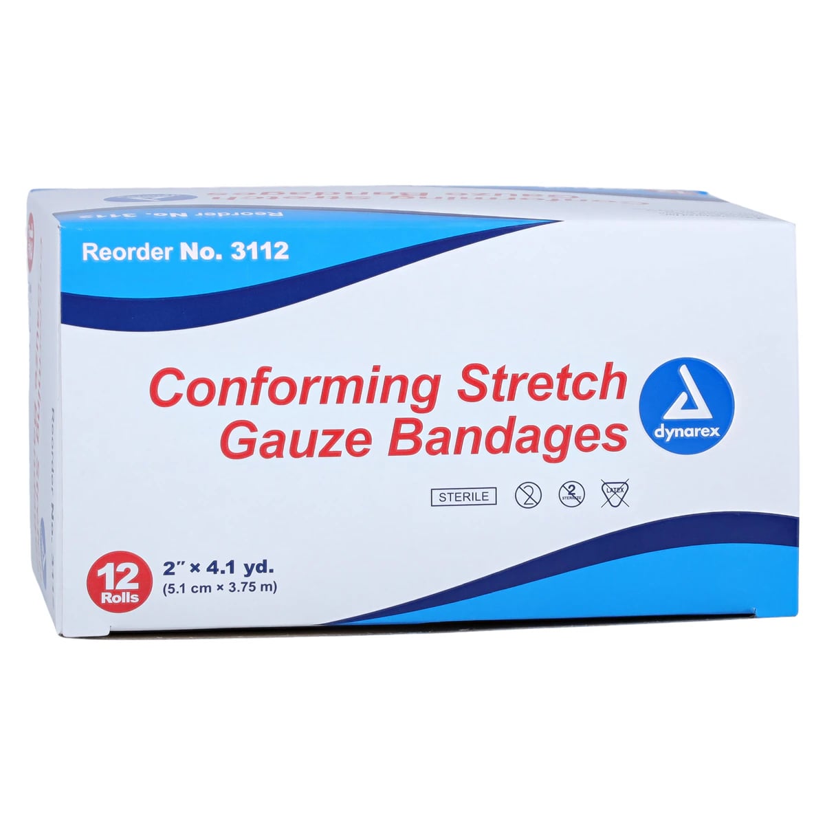 Dynarex Stretch Gauze Bandage Roll, Sterile, 2" x 4.1 yd, 1 Ply, 12/Bx, #3112