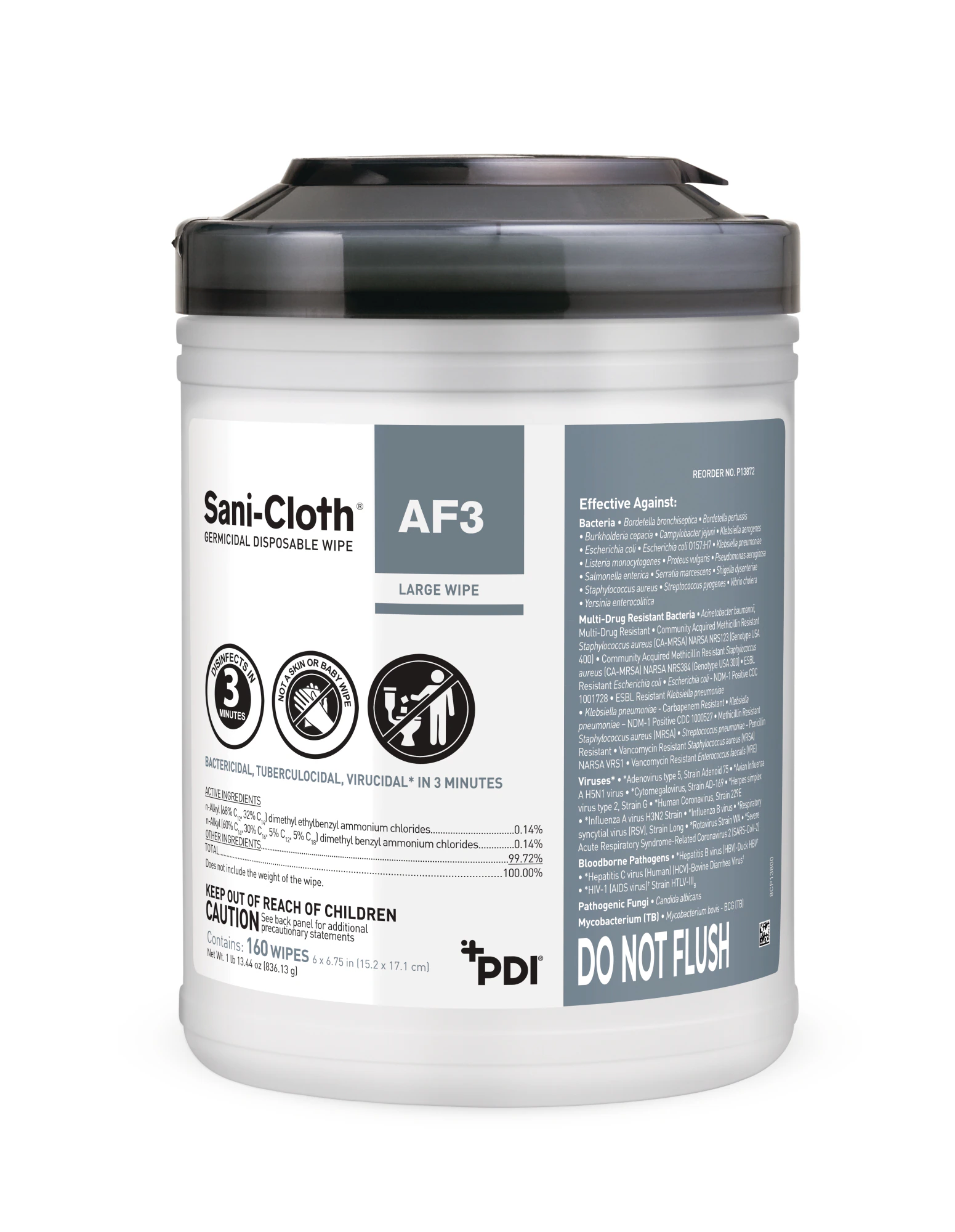 Sani-Cloth AF3 Germicidal Disposable Wipes, Large, 6" x 6.75", Alcohol-Free, 160/Can, P13872