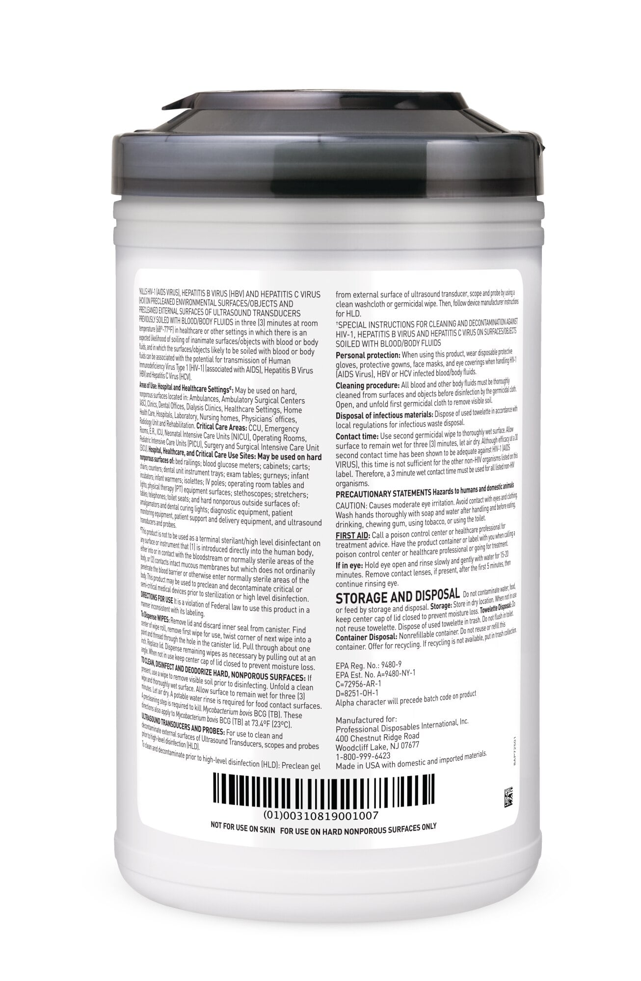 Sani-Cloth AF3 Germicidal Disposable Wipes, Alcohol-Free, Fragrance-Free, X-Large, 7.5" x 15", 75/Can, P72584